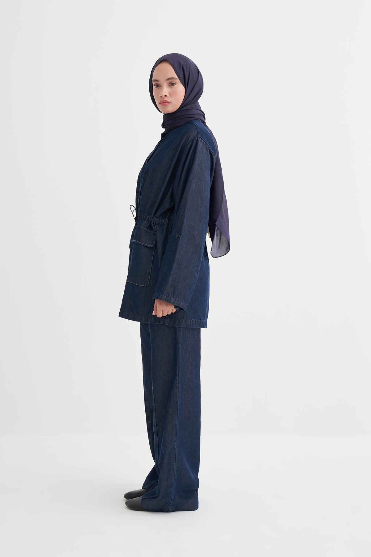 Gwen Tensel Denim Pantolon Koyu Mavi
