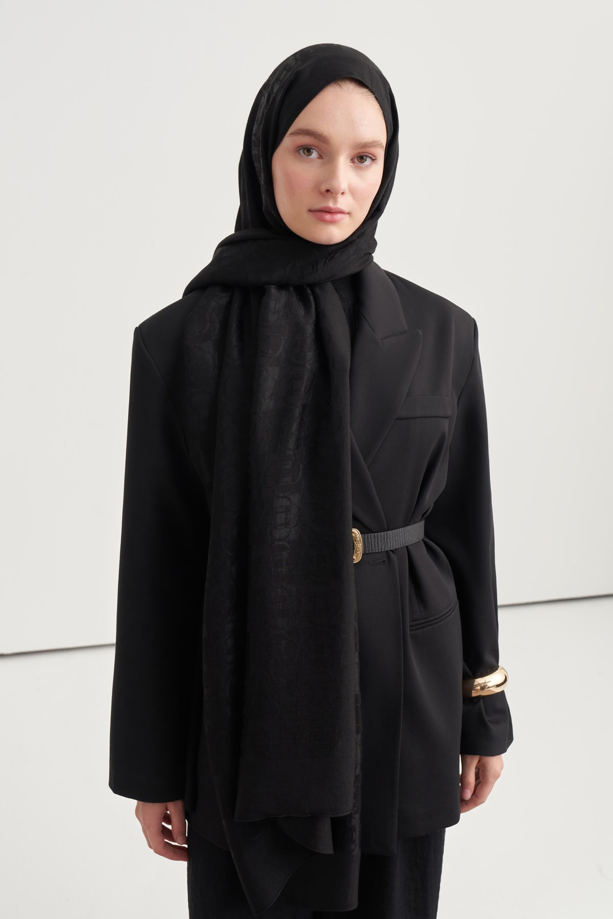 Noire Desen Liora Pamuk Şal Siyah