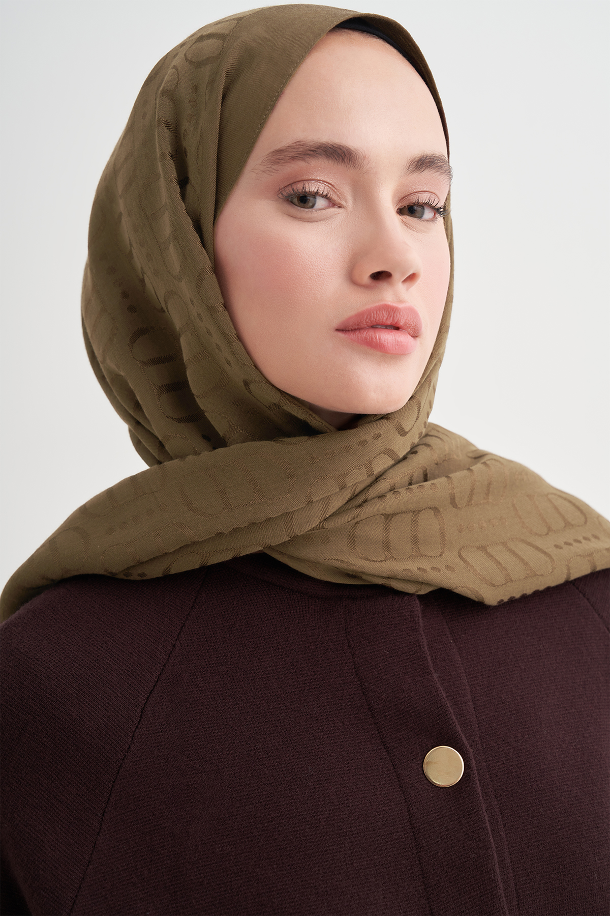 Luxe Desen Liora Pamuk Şal Ceviz