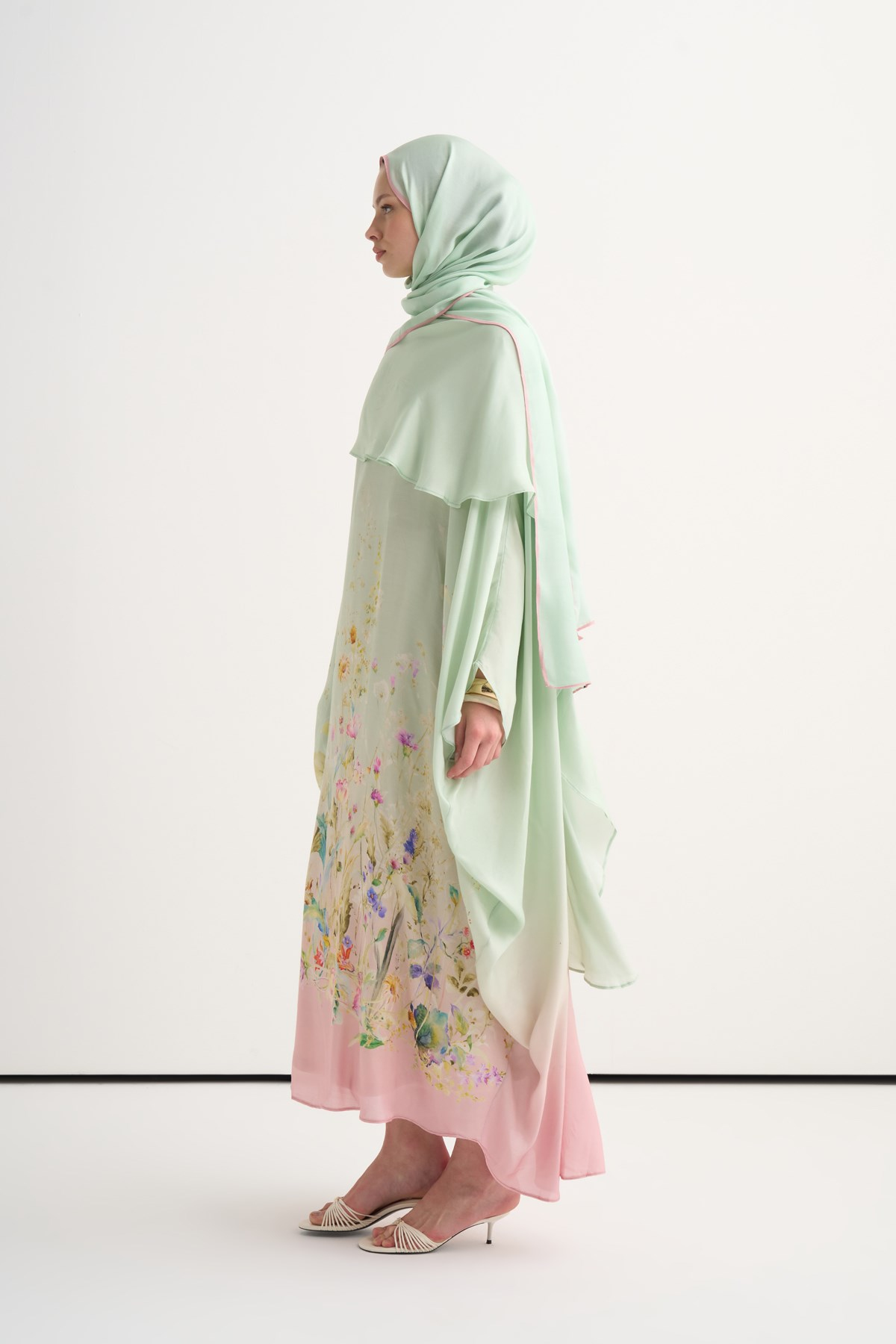 Rosalie İncira Şal Yaka Kaftan Mint Yeşili