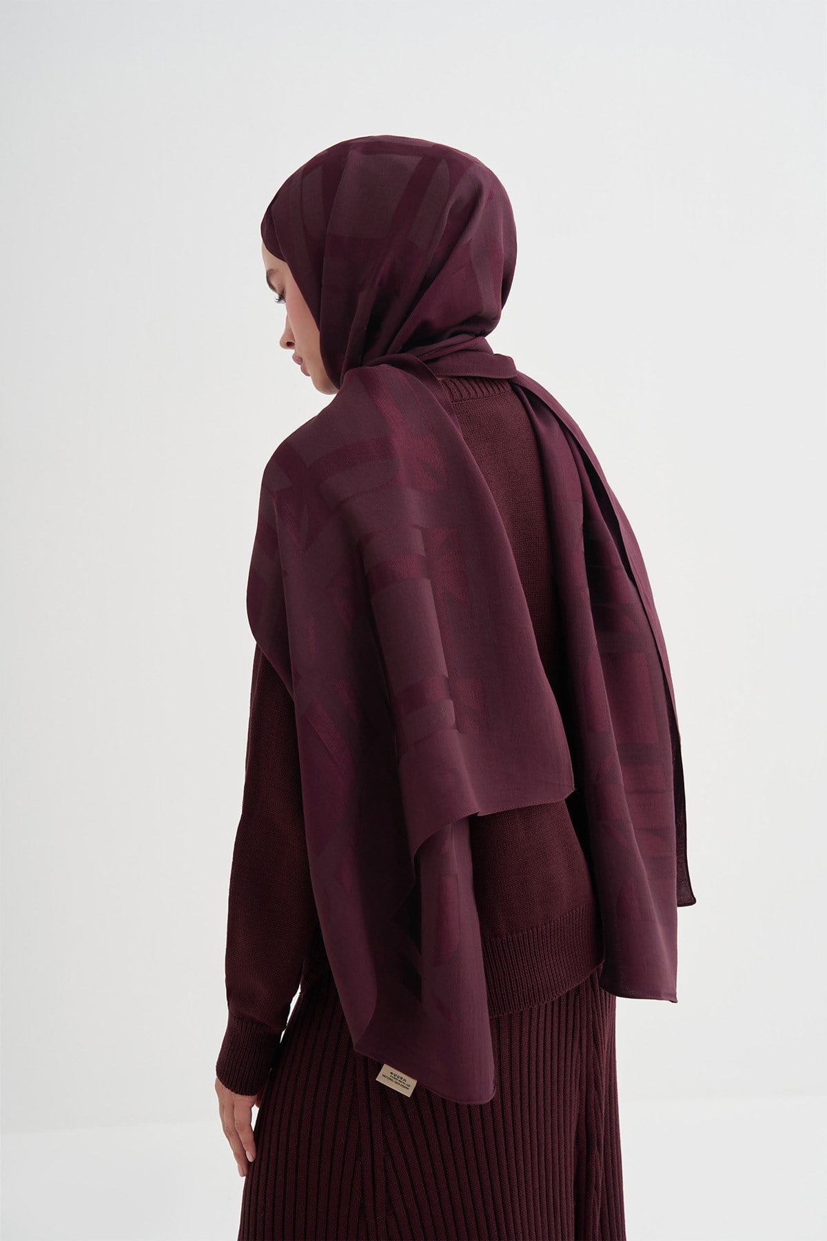 Geometrik Desen Liora Pamuk Şal Cherry Bordosu