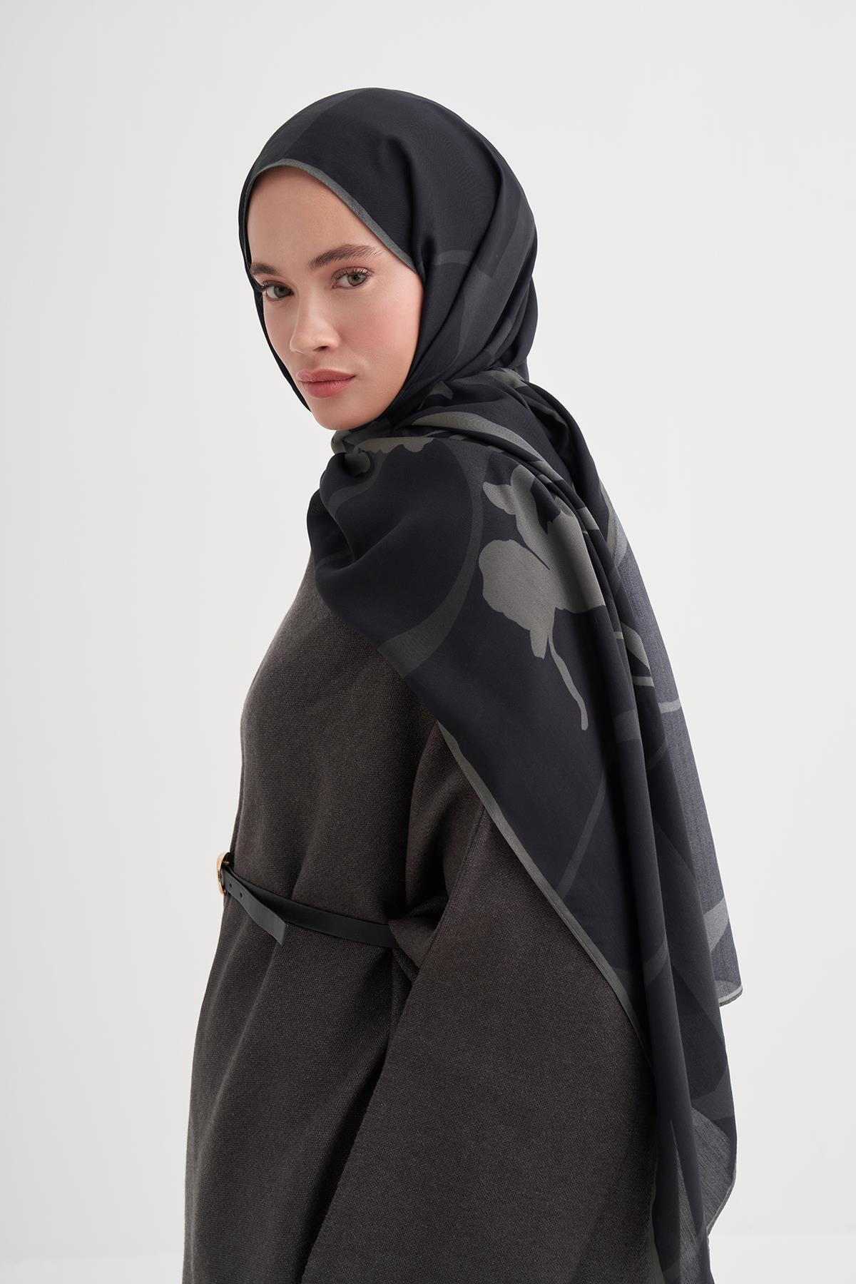 Vera Monogram Floş Şal Antrasit