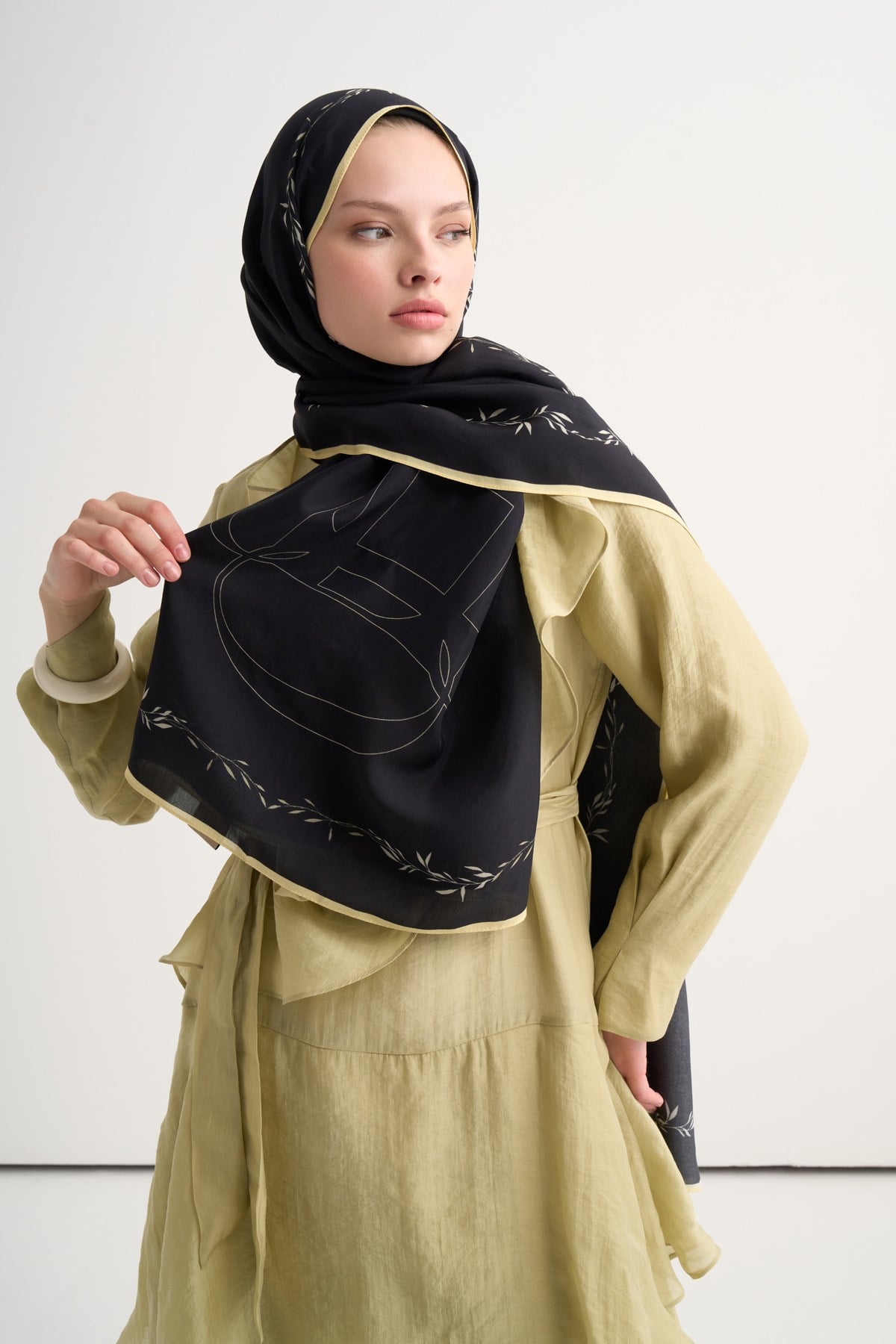 Leaf Floş Şal Siyah