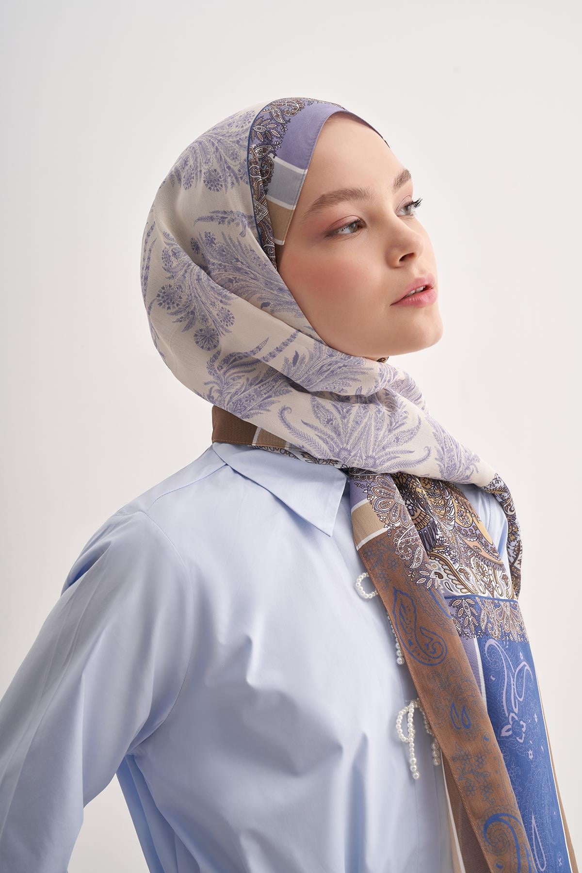 Ivory Lila Vela Floş Şal