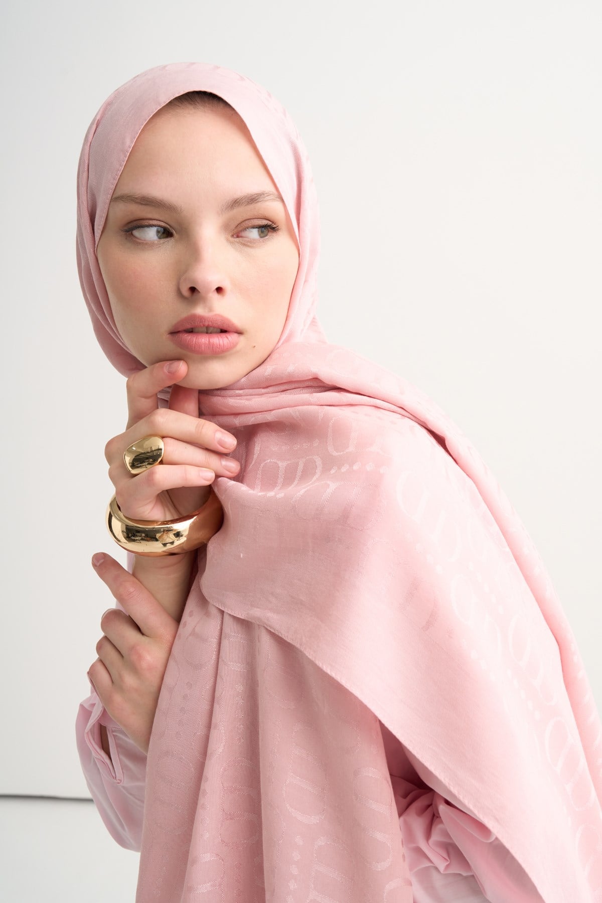 Luxe Desen Liora Pamuk Şal Pembe
