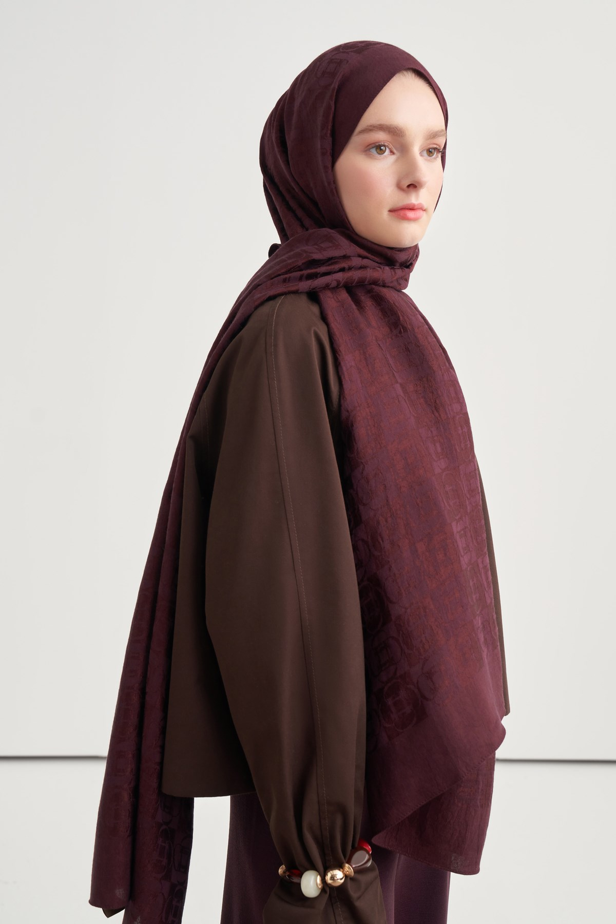 Noire Desen Liora Pamuk Şal Mürdüm