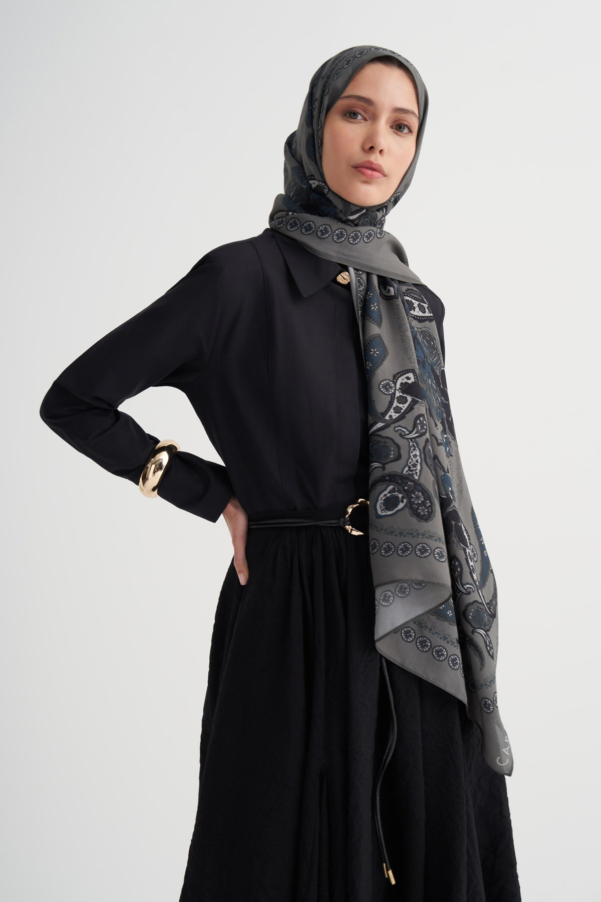 Moon Monogram Floş Şal Antrasit