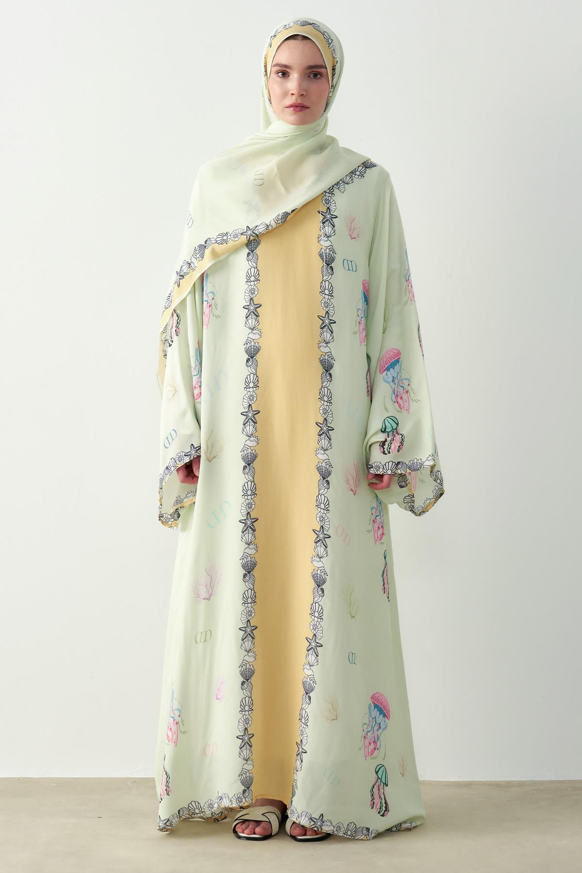 Ocean Floş Kaftan Su Yeşili