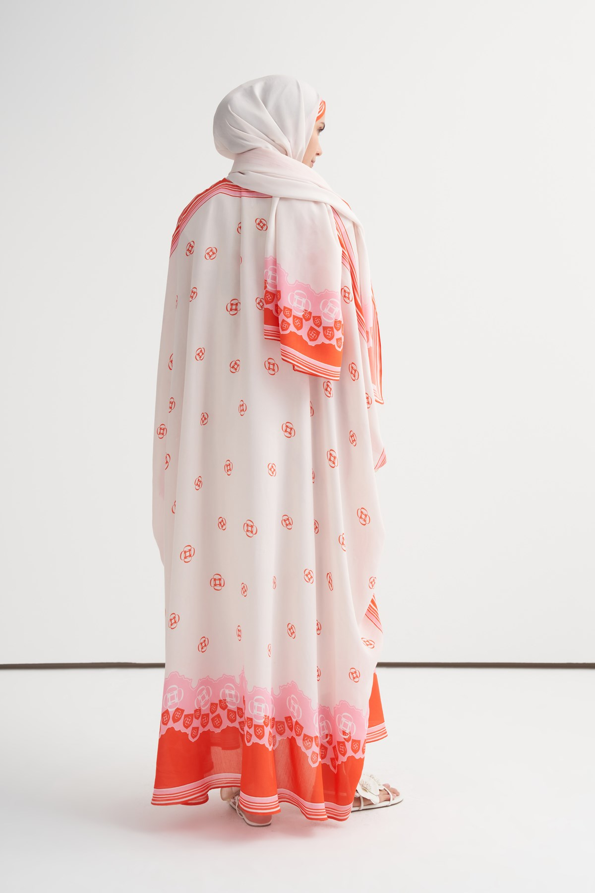 Lare Floş Kaftan Ekru