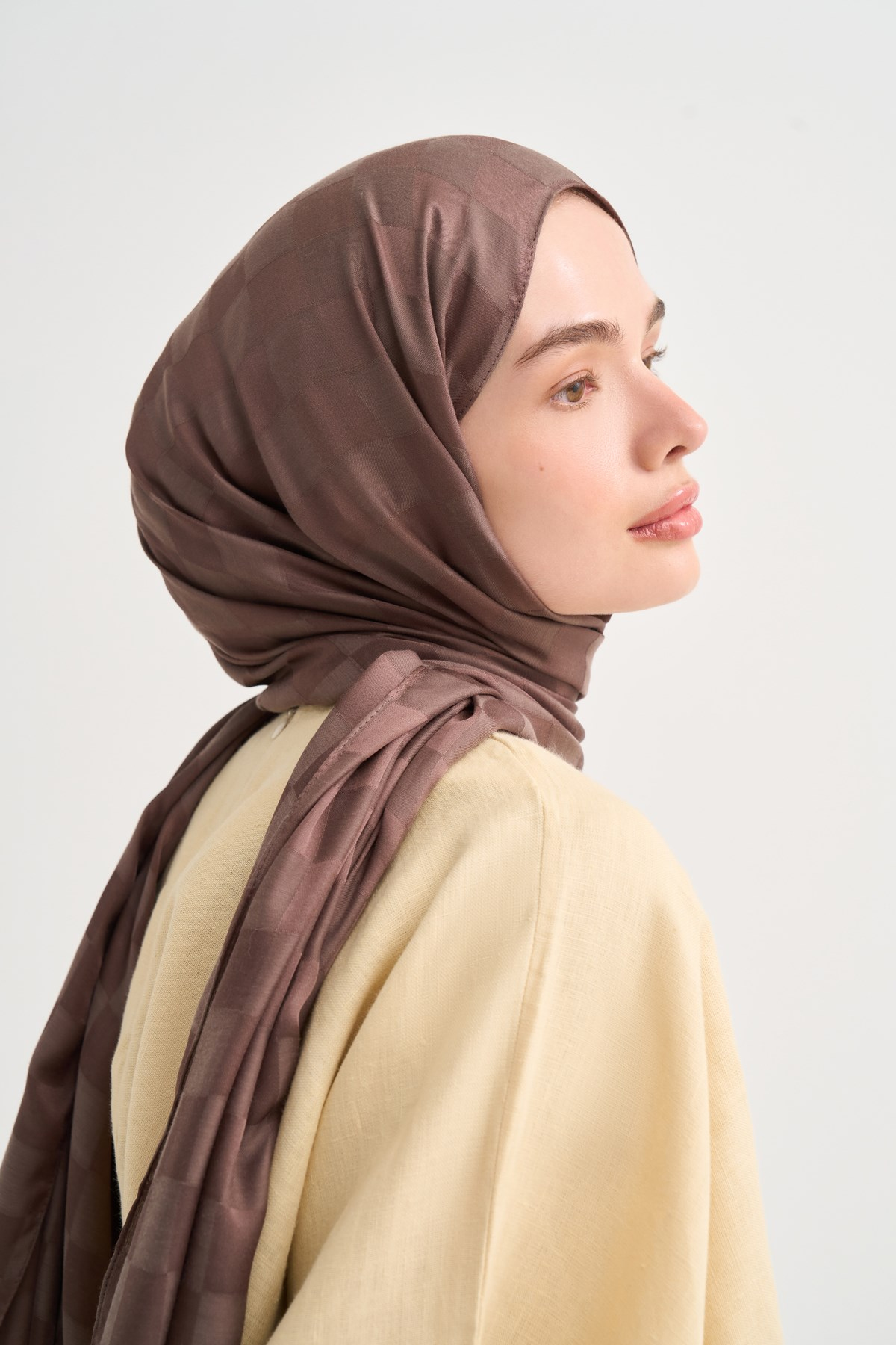 Dama Jakar İtalyan İpekli Şal Soft Kahve