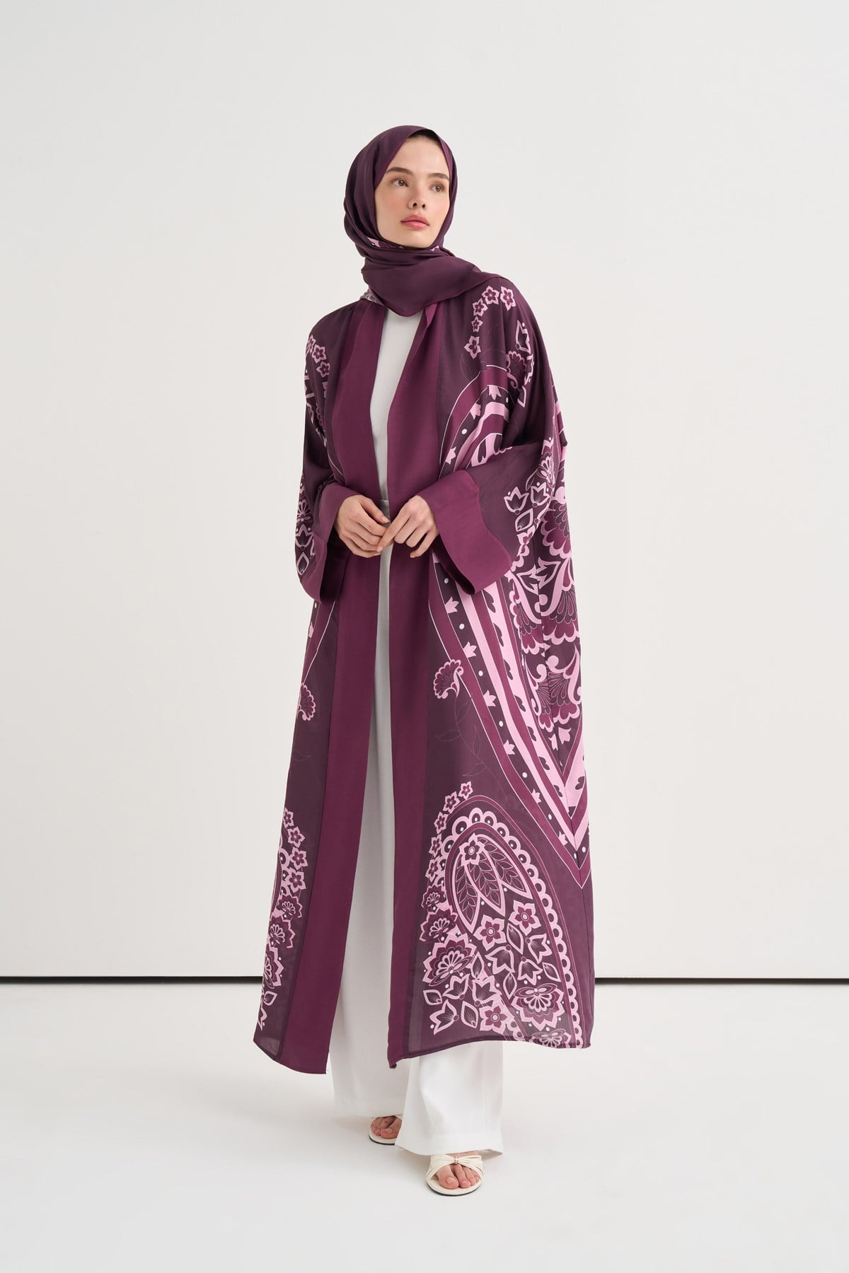 Etnik Floş Abaya Mürdüm