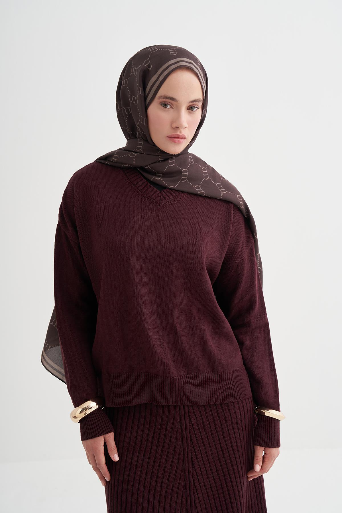 Grace Monogram Floş Şal Acı Kahve