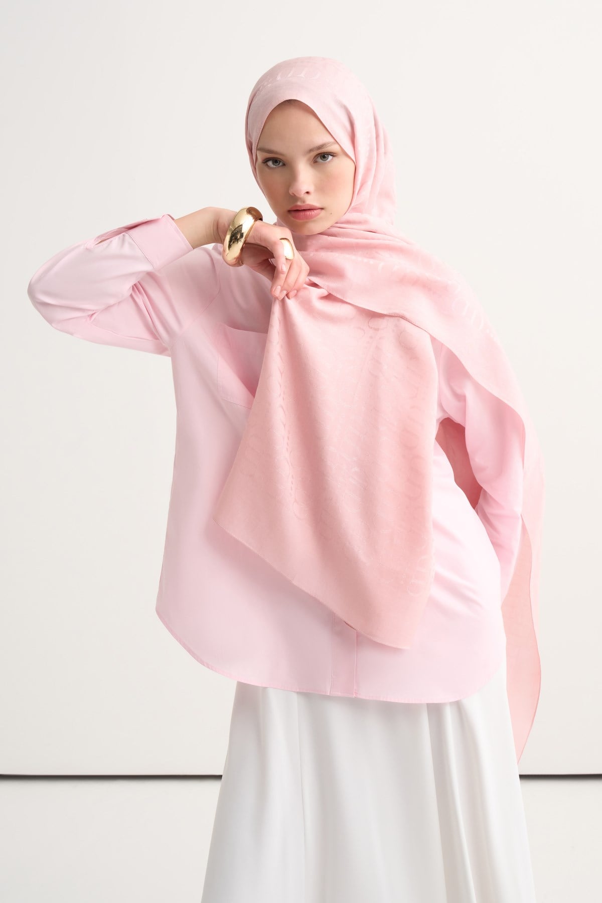 Luxe Desen Liora Pamuk Şal Pembe