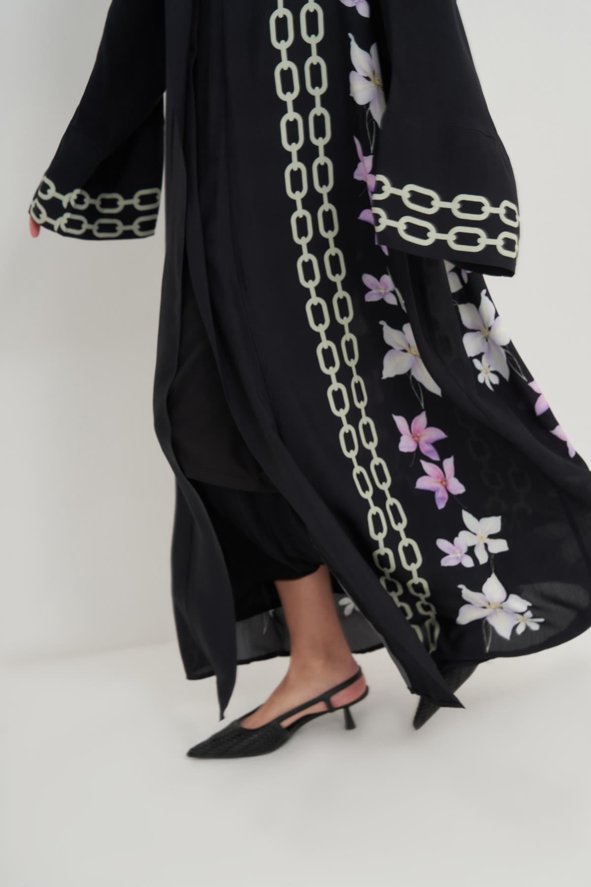 Nora Premium Floş Abaya Siyah