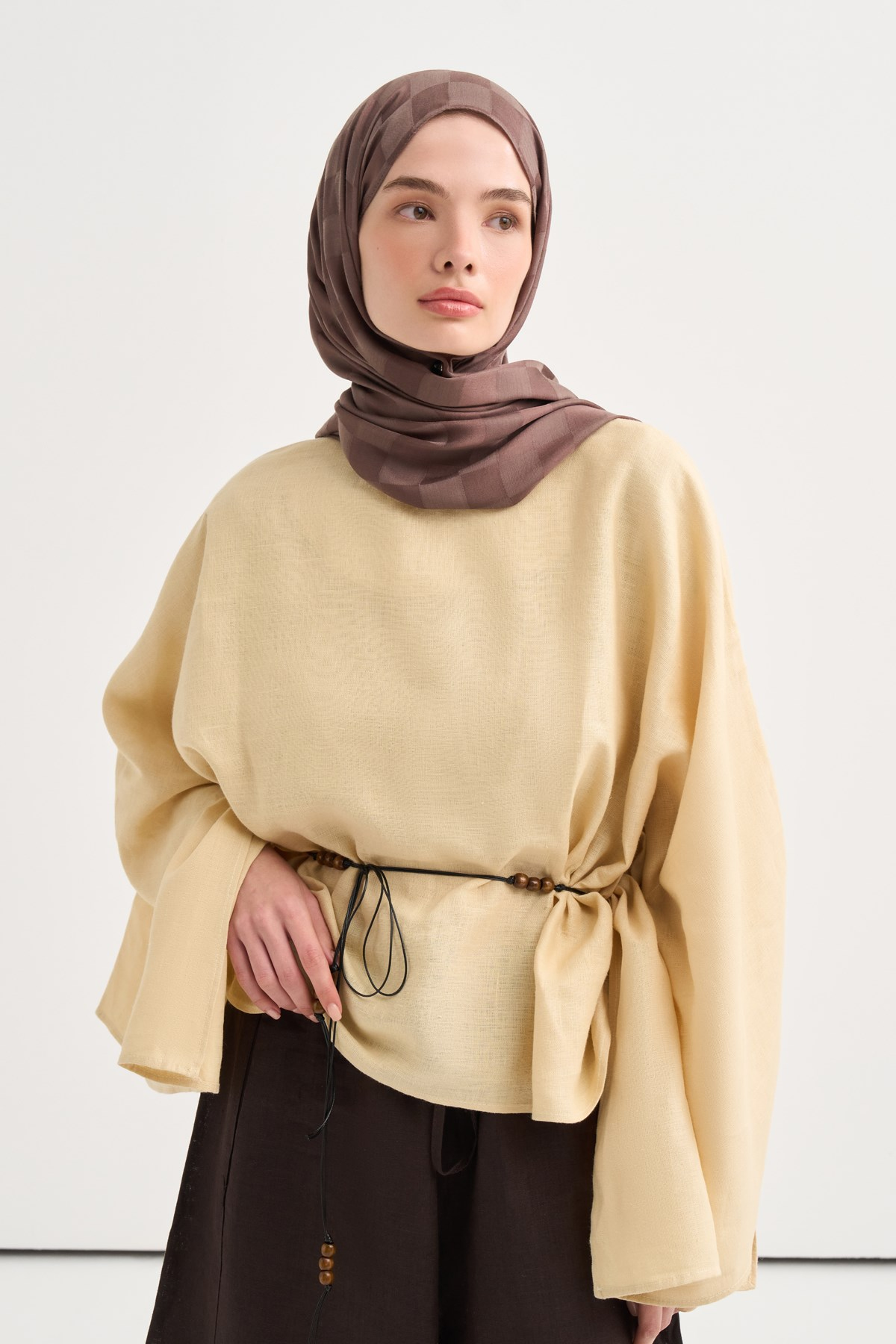 Dama Jakar İtalyan İpekli Şal Soft Kahve