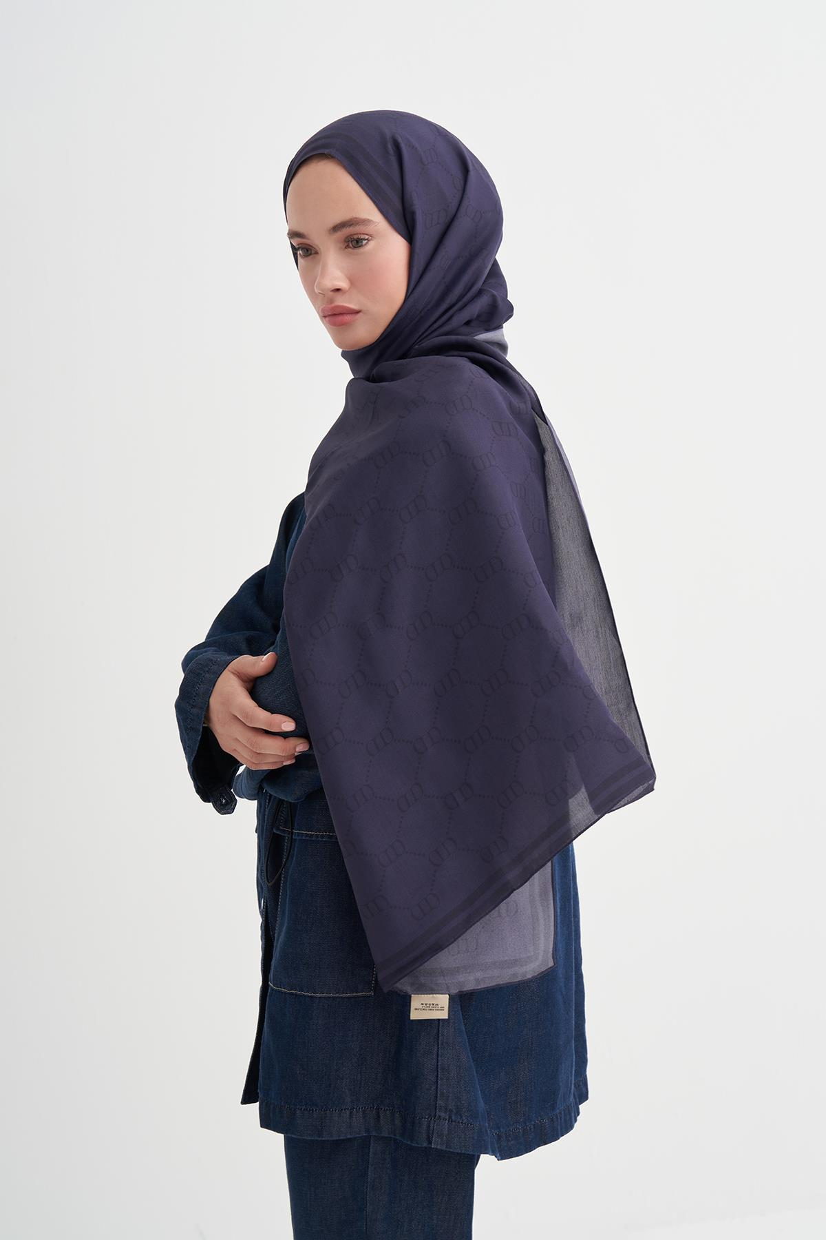 Grace Monogram Floş Şal Morcivert
