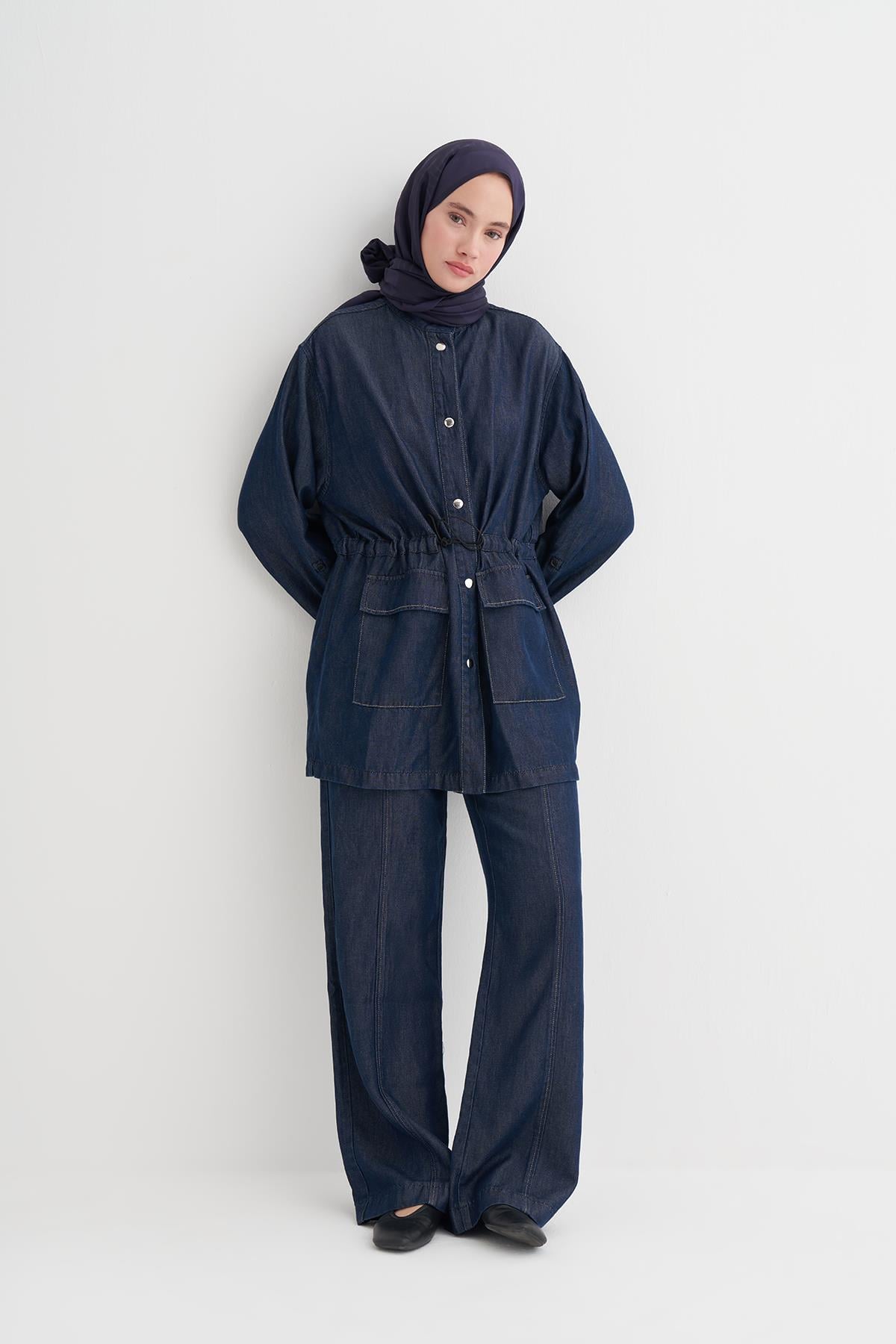 Gwen Tensel Denim Pantolon Koyu Mavi