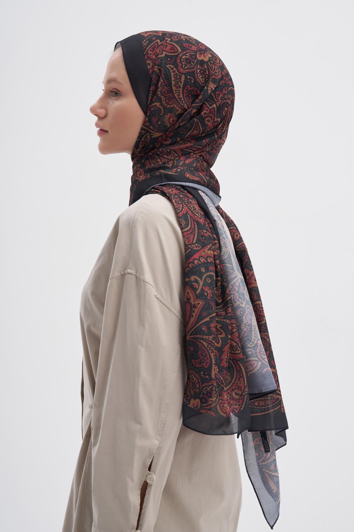 Bloom Dark Nilla Pamuklu Şal