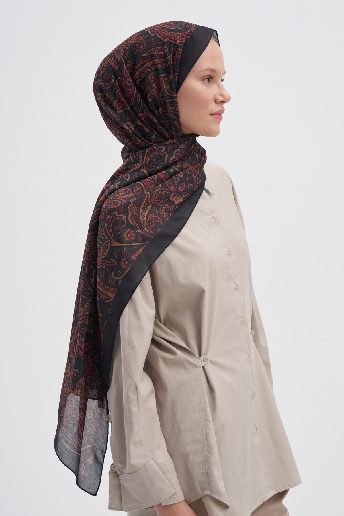 Bloom Dark Nilla Pamuklu Şal