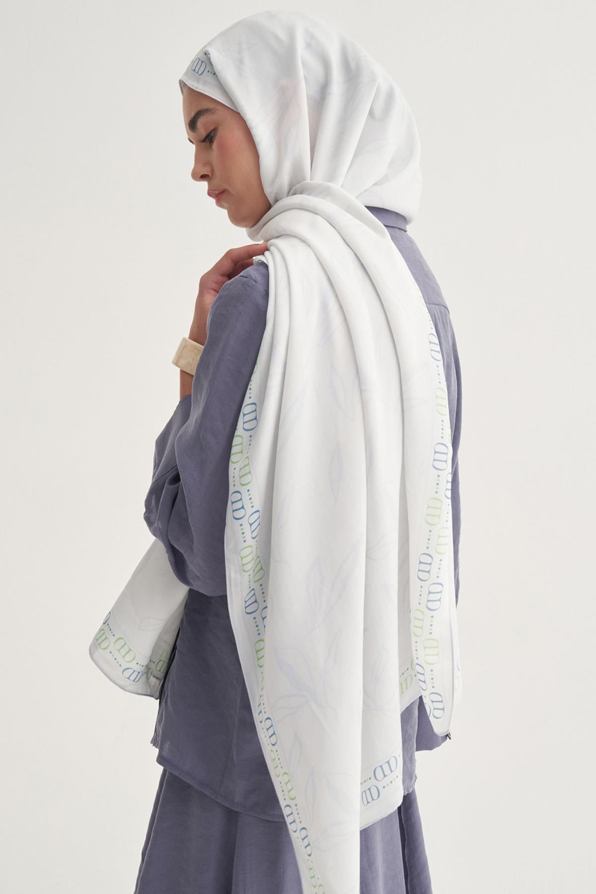 Aurella Monogram Floş Şal Soft Mavi