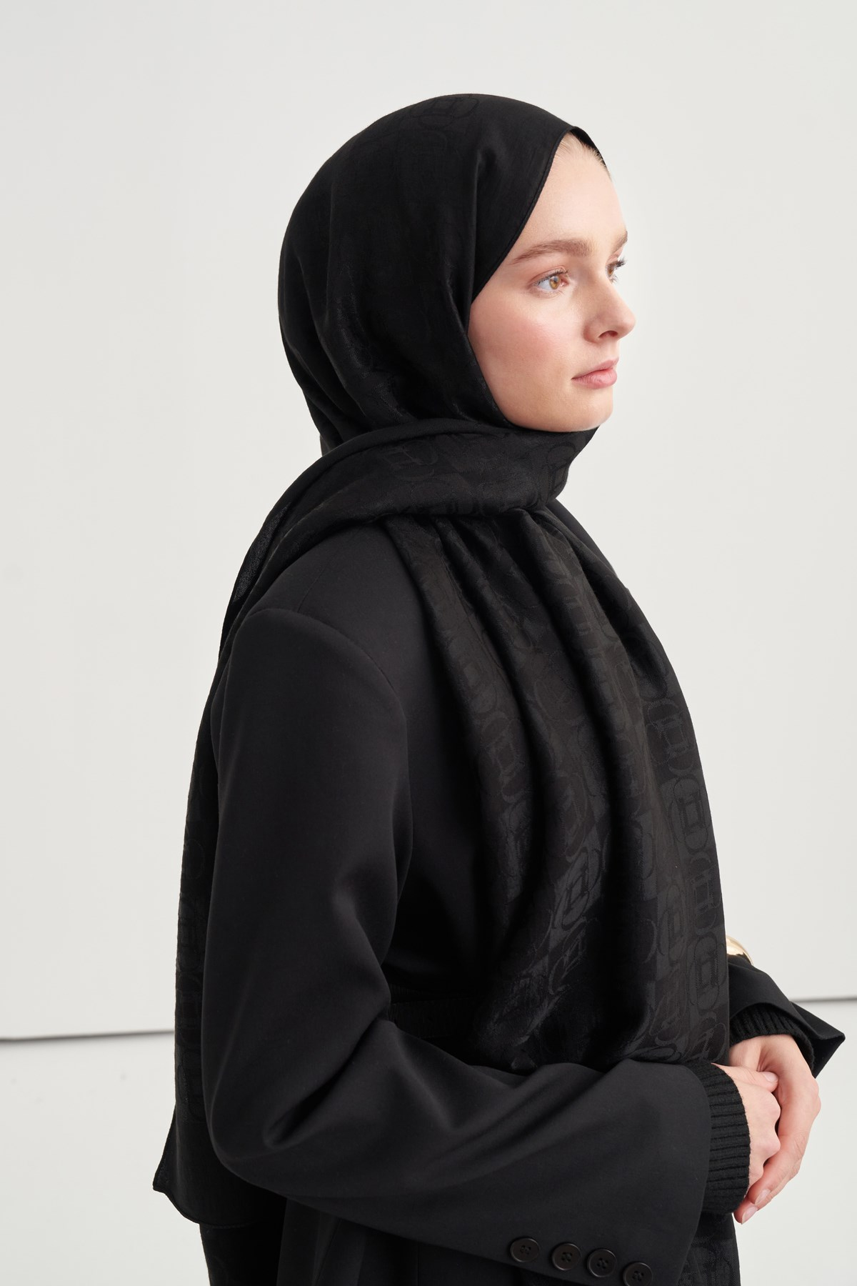 Noire Desen Liora Pamuk Şal Siyah