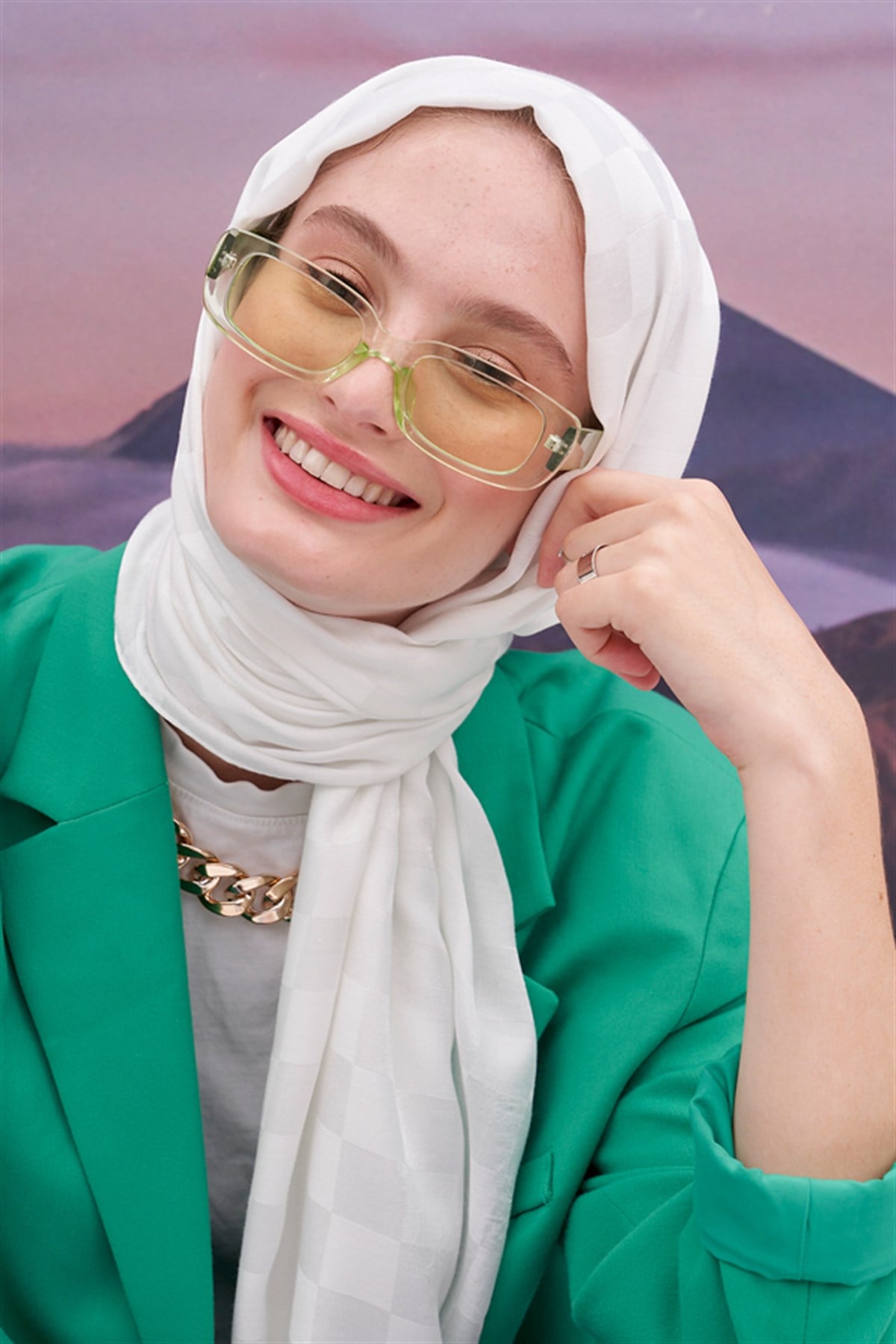 Dama Jakar İtalyan İpekli Şal Ekru