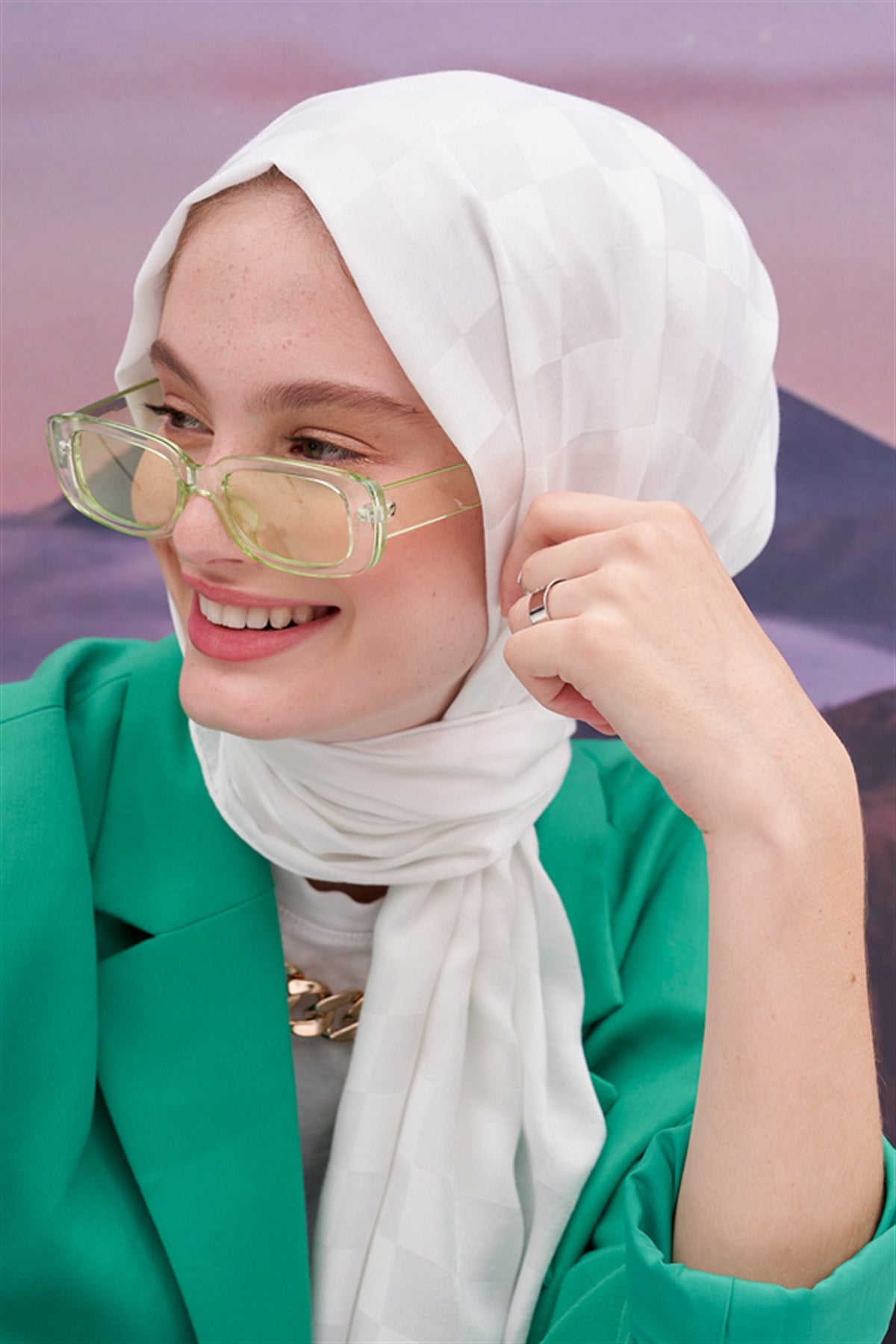 Dama Jakar İtalyan İpekli Şal Ekru