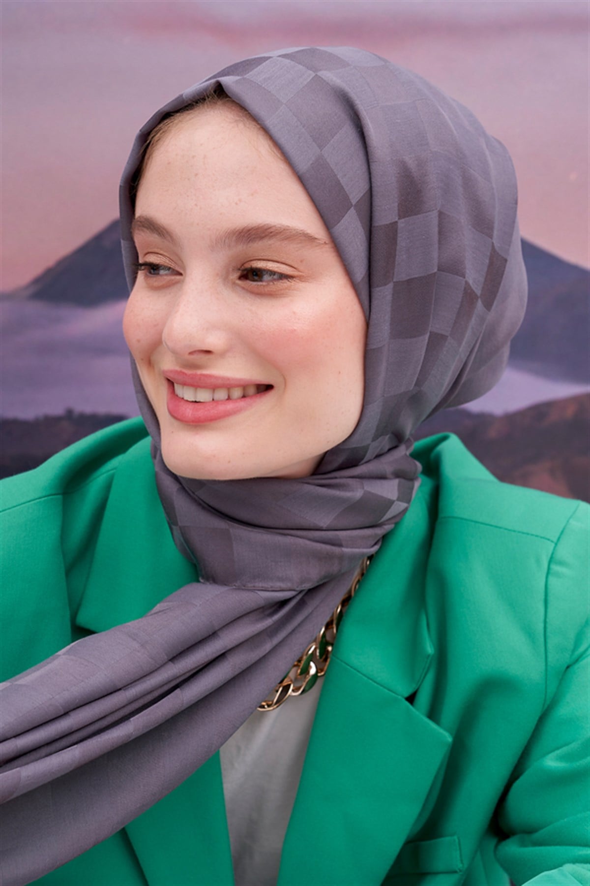 Dama Jakar İtalyan İpekli Şal Gri