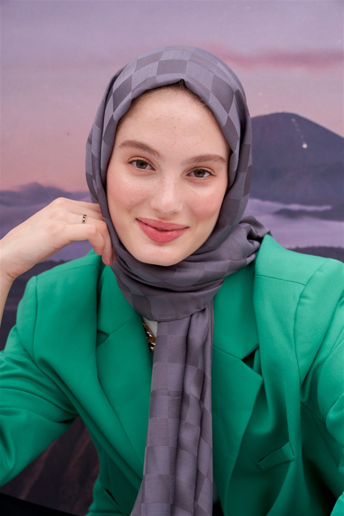 Dama Jakar İtalyan İpekli Şal Gri