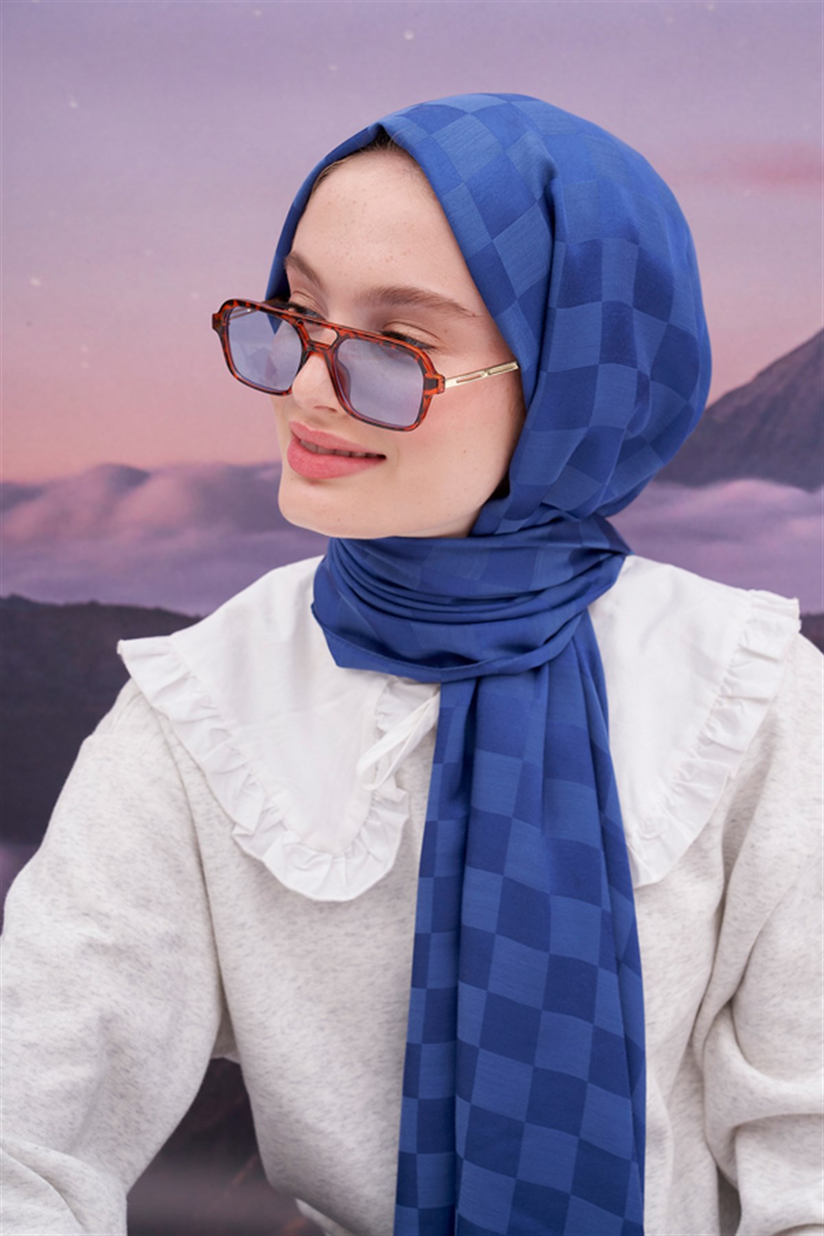 Dama Jakar İtalyan İpekli Şal İndigo