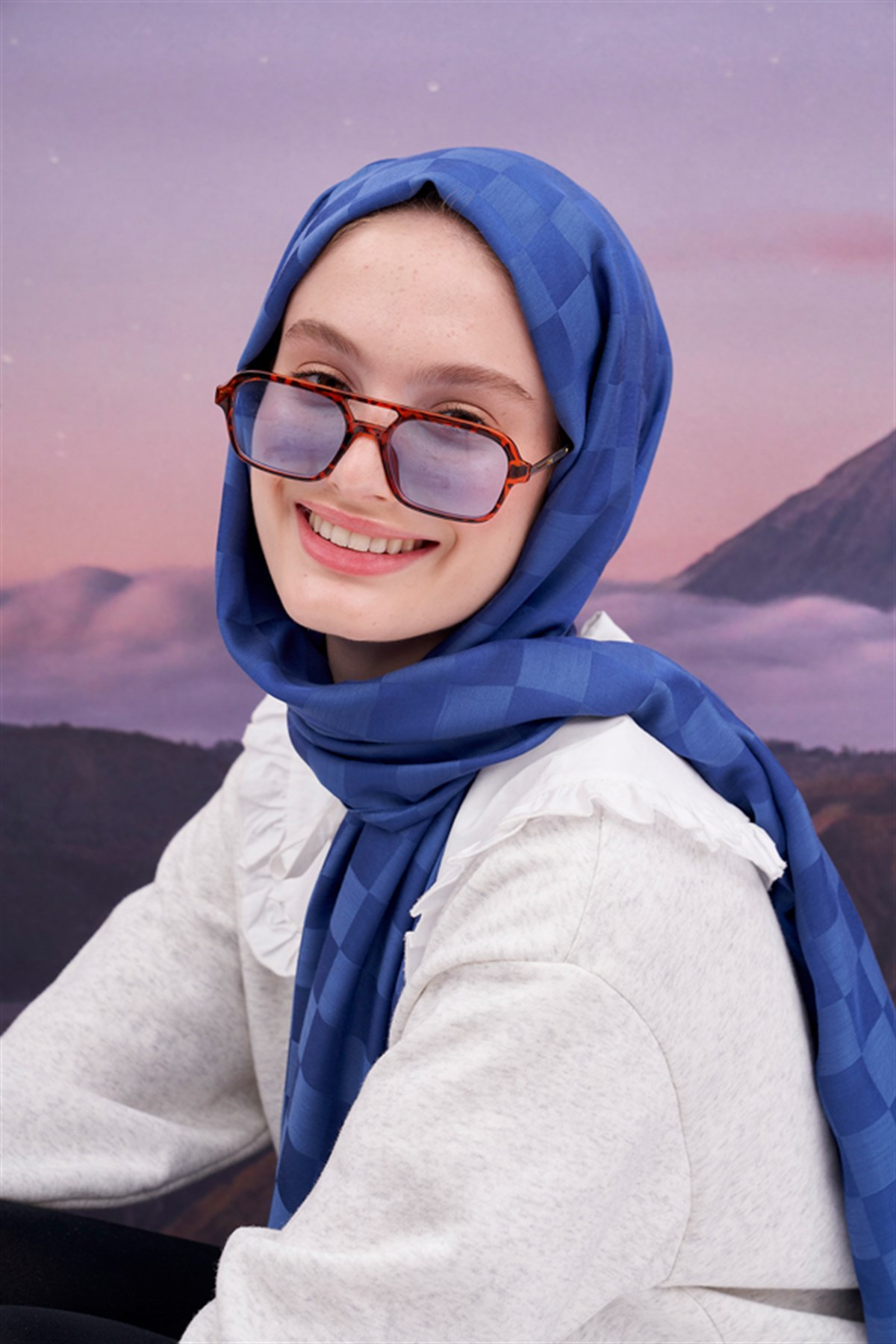 Dama Jakar İtalyan İpekli Şal İndigo