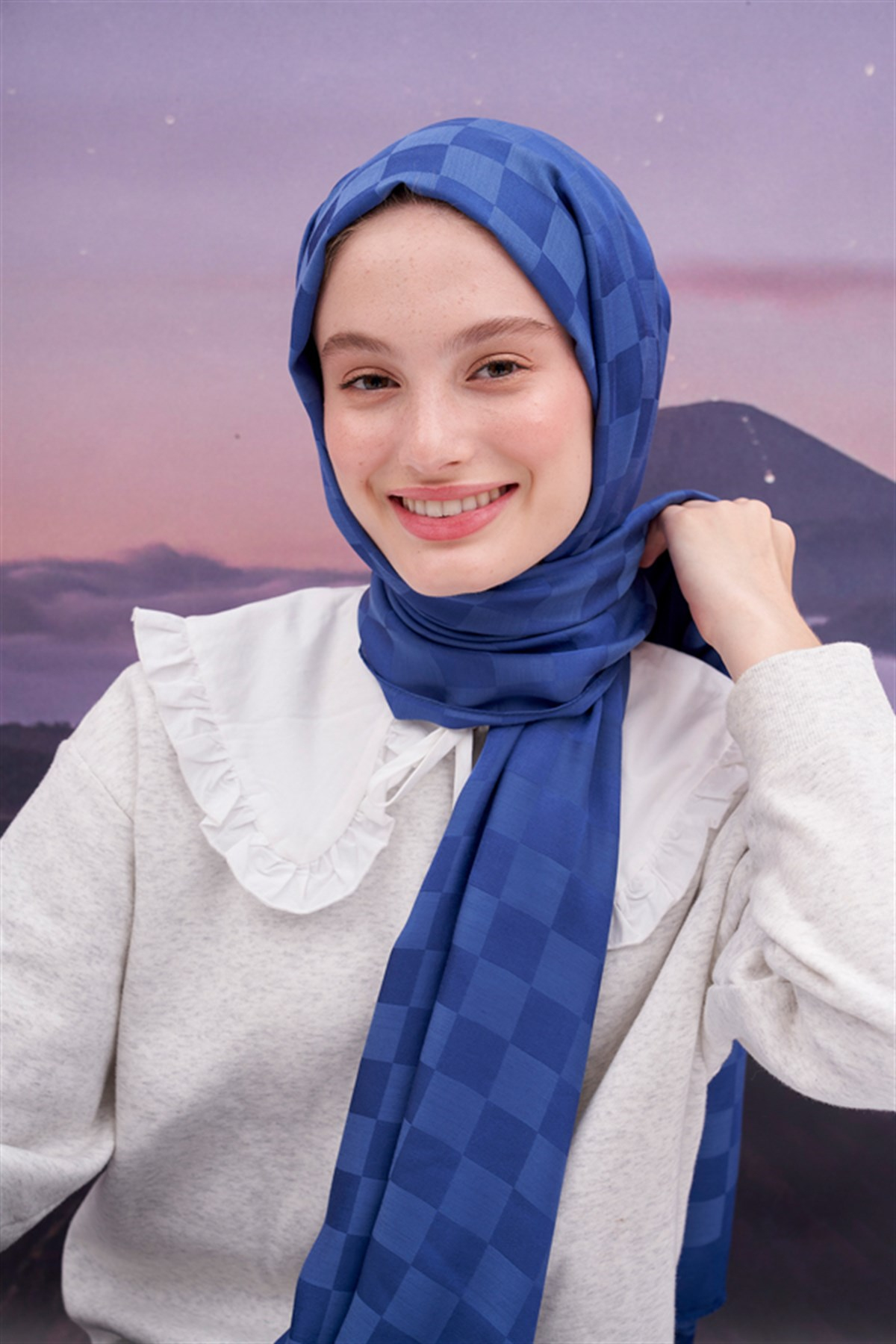 Dama Jakar İtalyan İpekli Şal İndigo