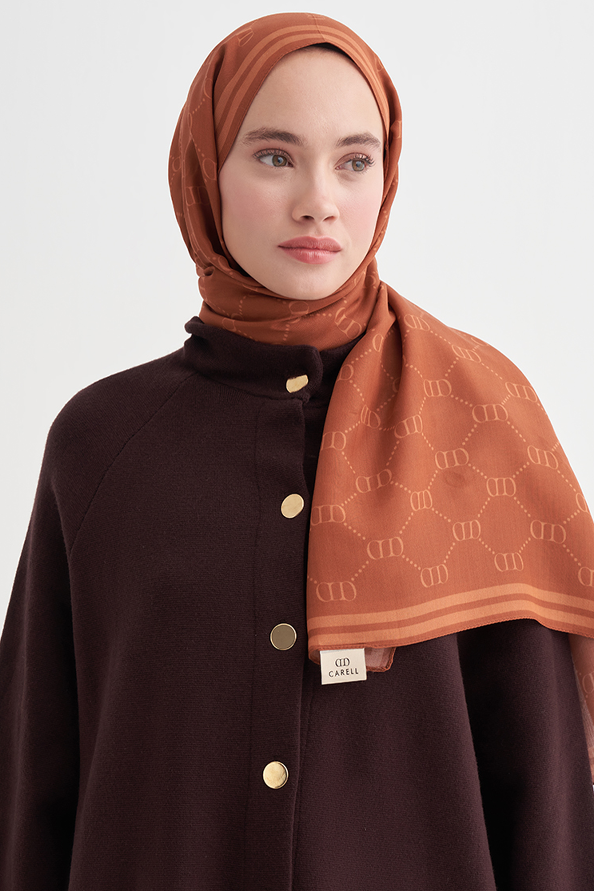 Grace Monogram Floş Şal Taba