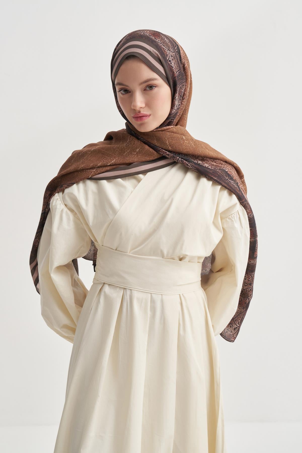 Serenya Vela Floş Şal Taba