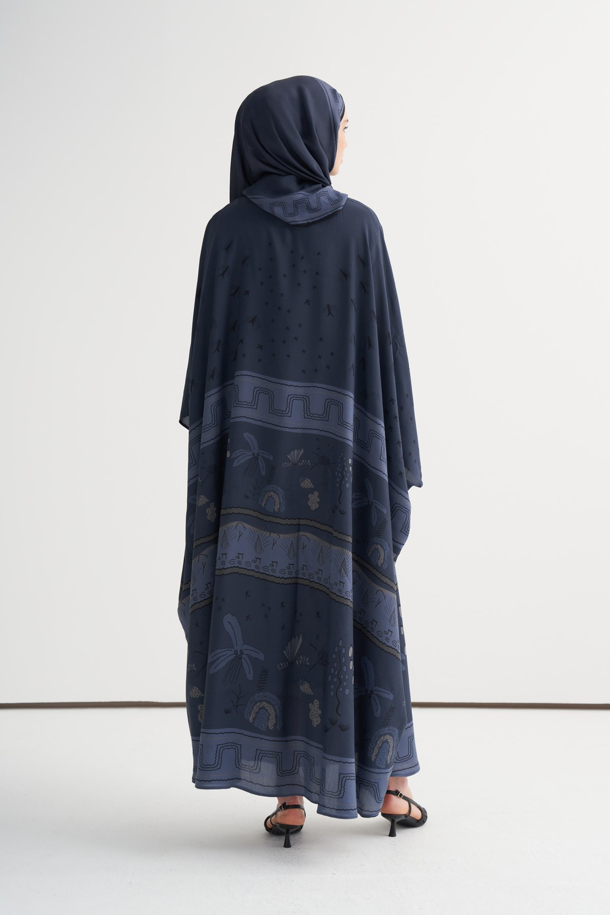 Dora Premium Floş Kaftan Lacivert