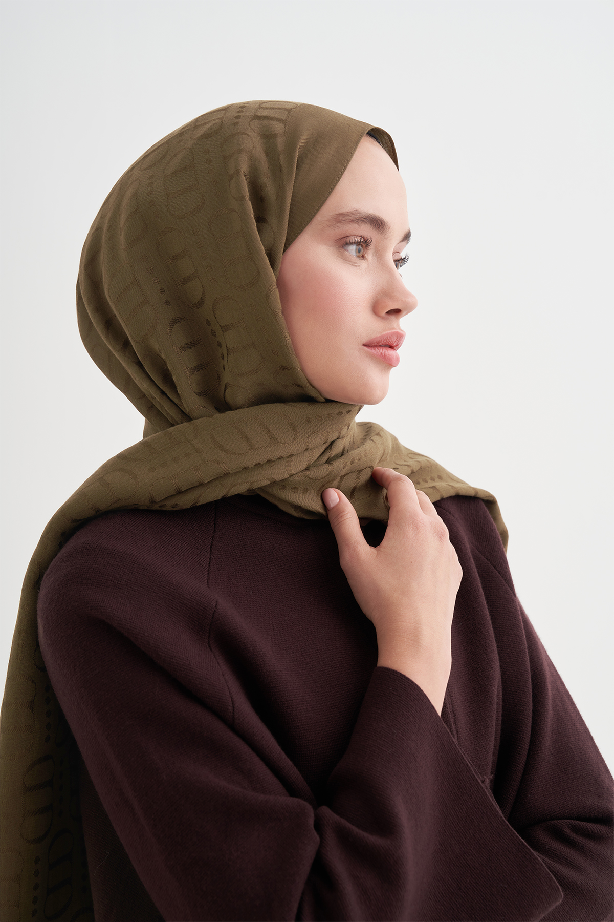 Luxe Desen Liora Pamuk Şal Ceviz