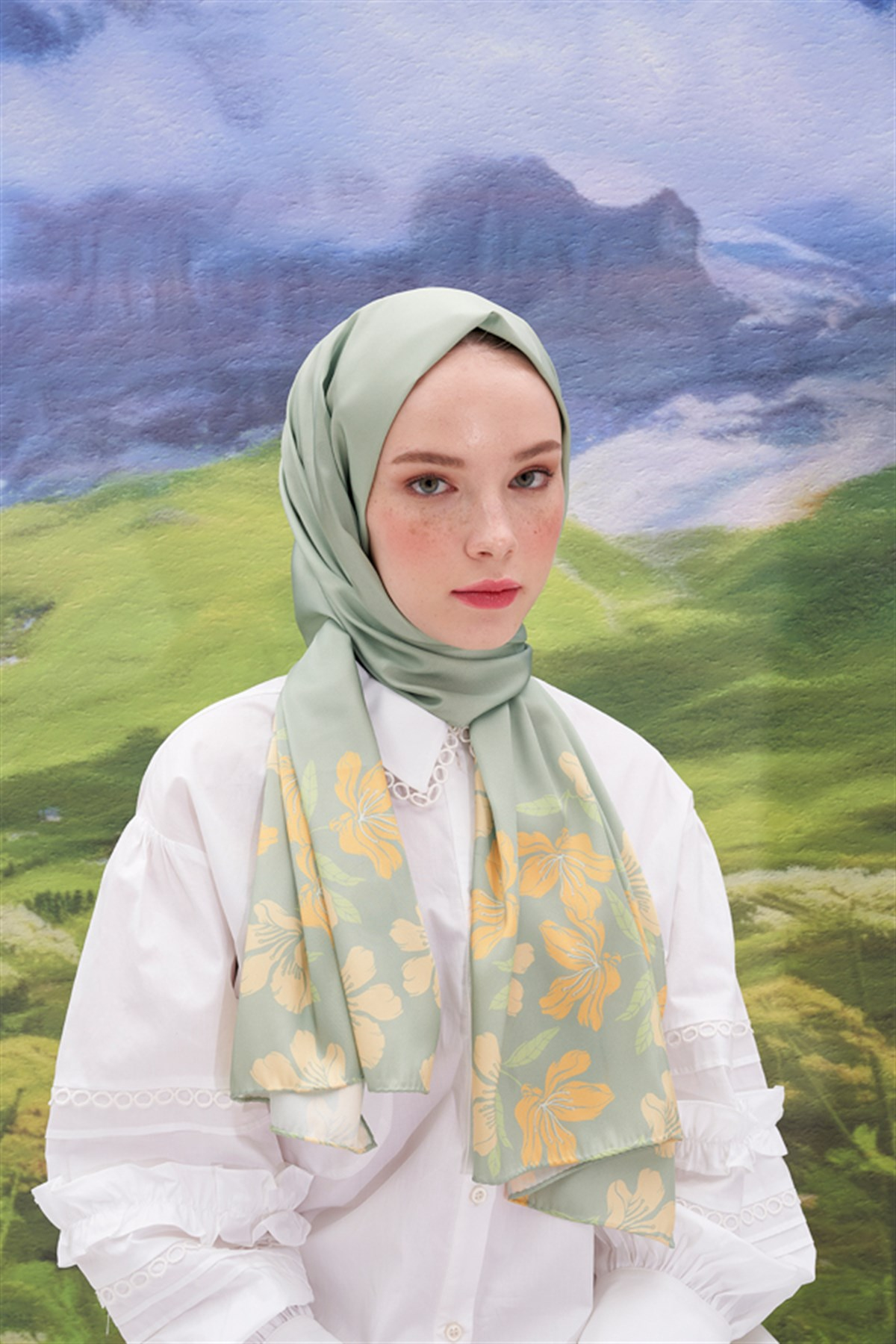 Florel Yeşil Twill Şal