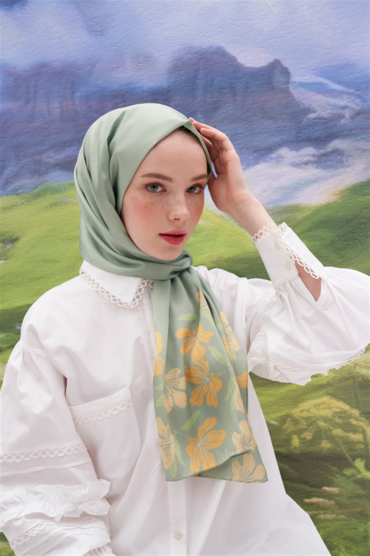 Florel Yeşil Twill Şal
