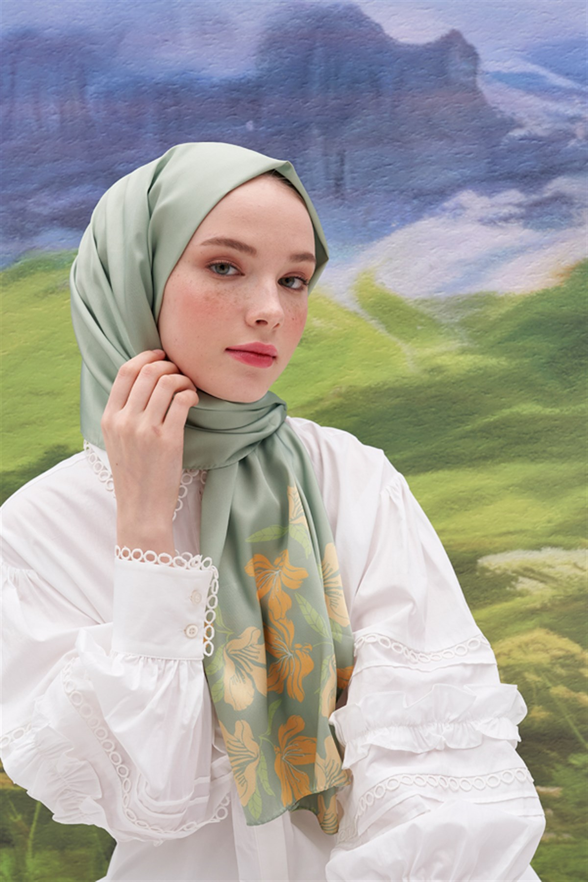 Florel Yeşil Twill Şal
