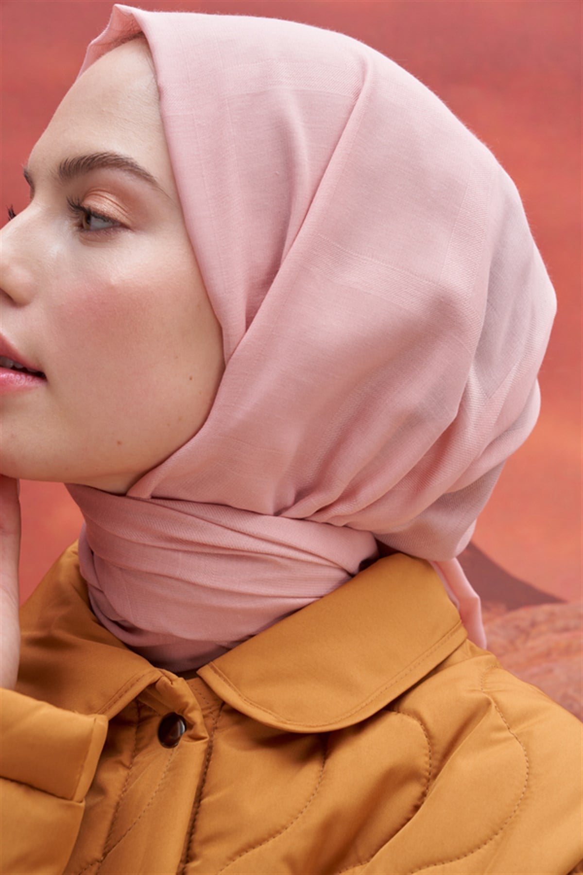 Kare Desen Modal Jakar Şal Pudra