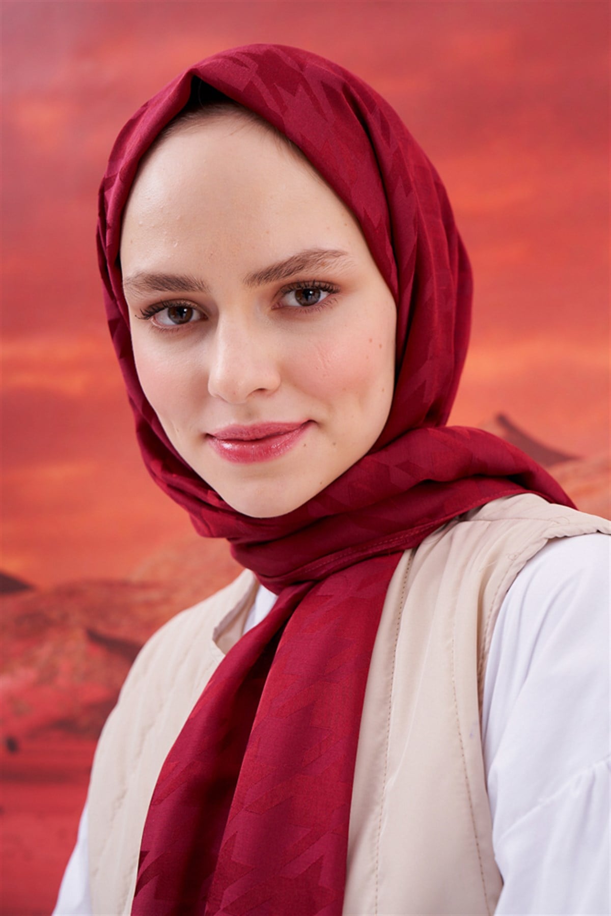 Kazayağı Jakar İtalyan İpekli Şal Bordo