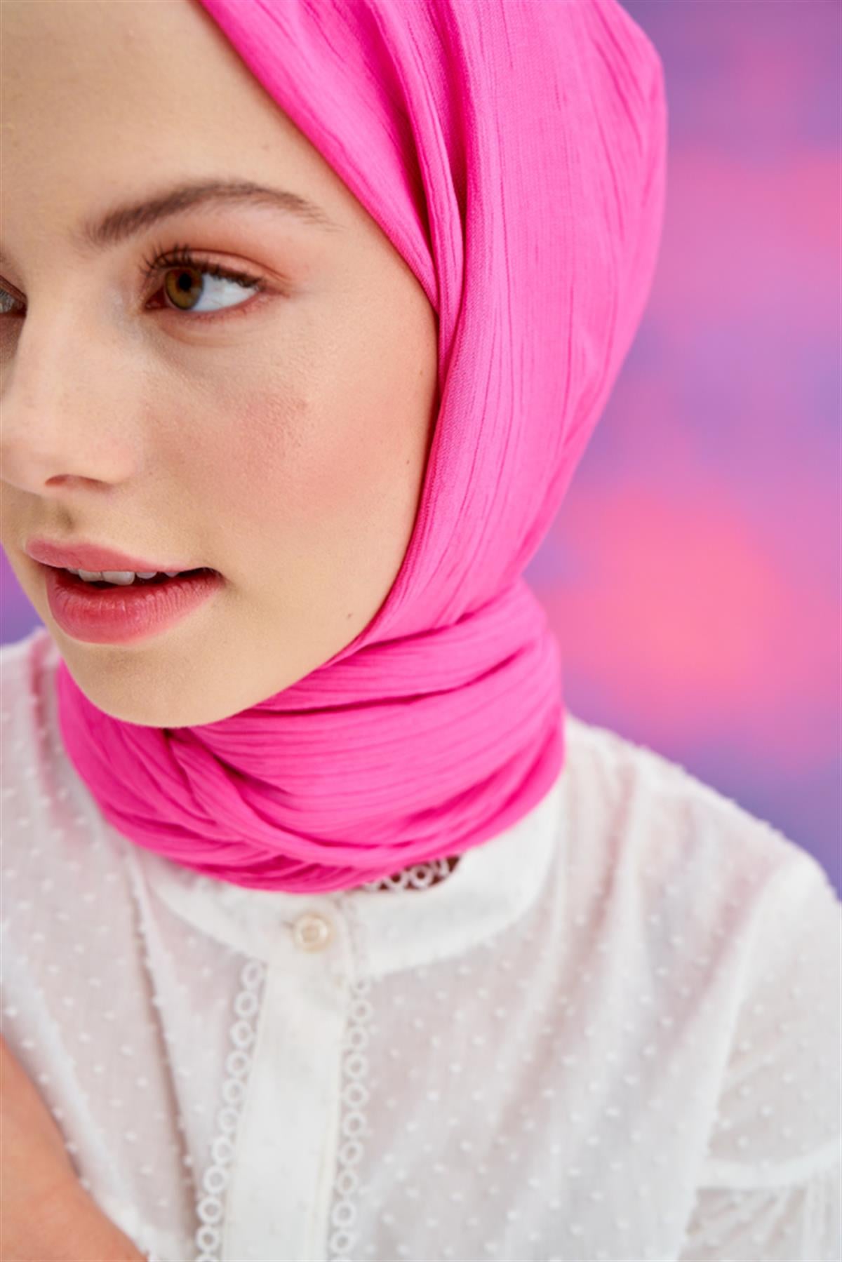 Lien Örme Şal Koyu Pembe