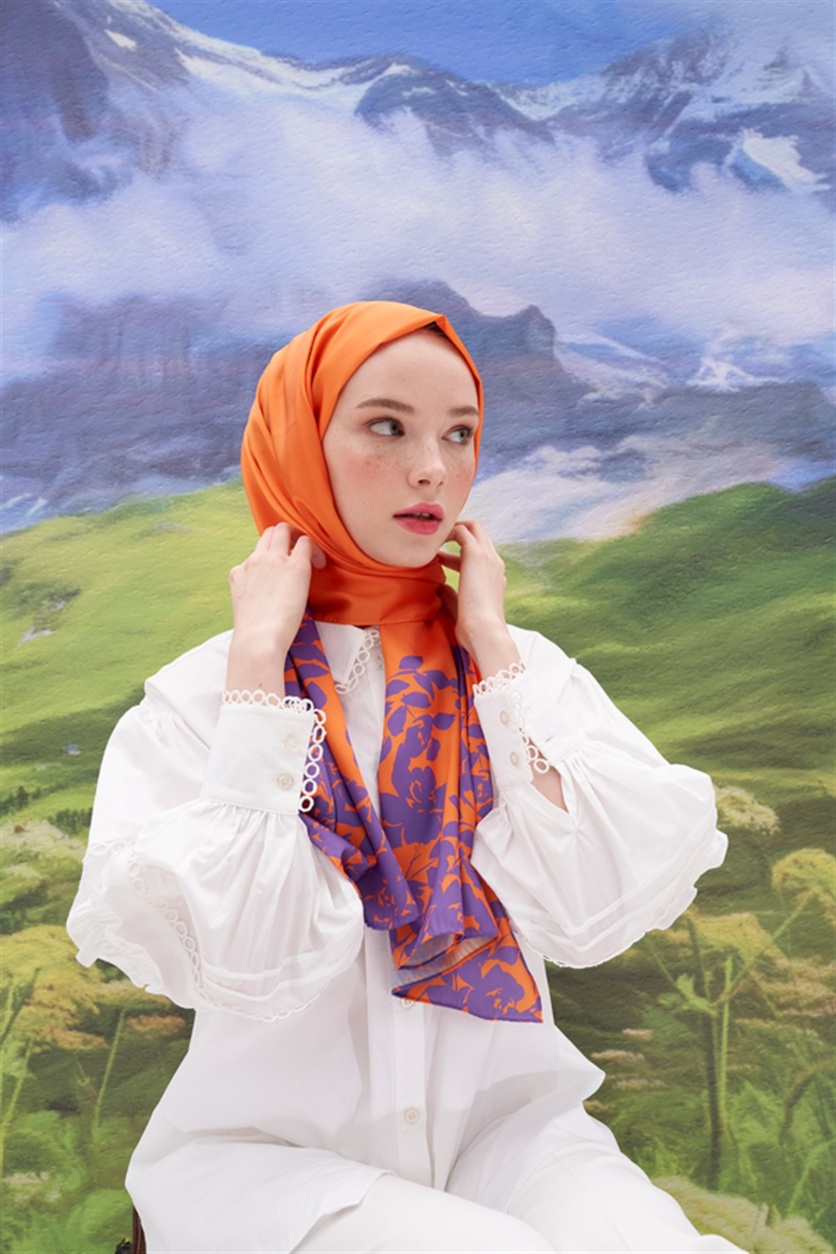 Liza Turuncu Twill Şal