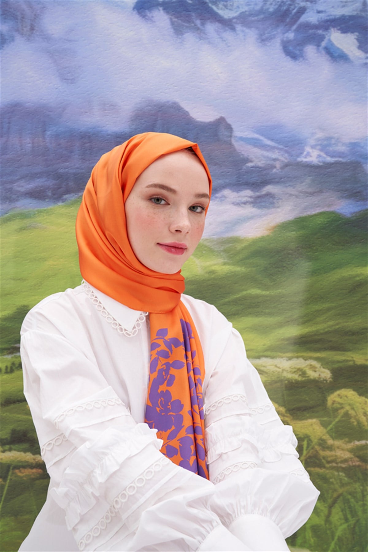 Liza Turuncu Twill Şal