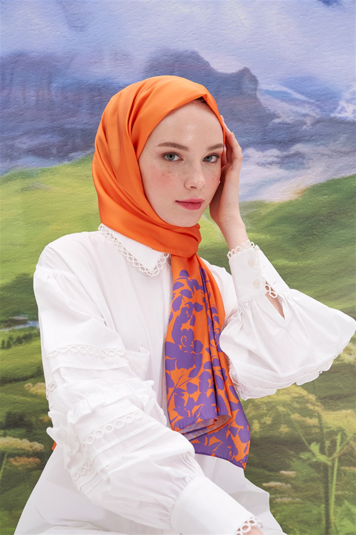 Liza Turuncu Twill Şal