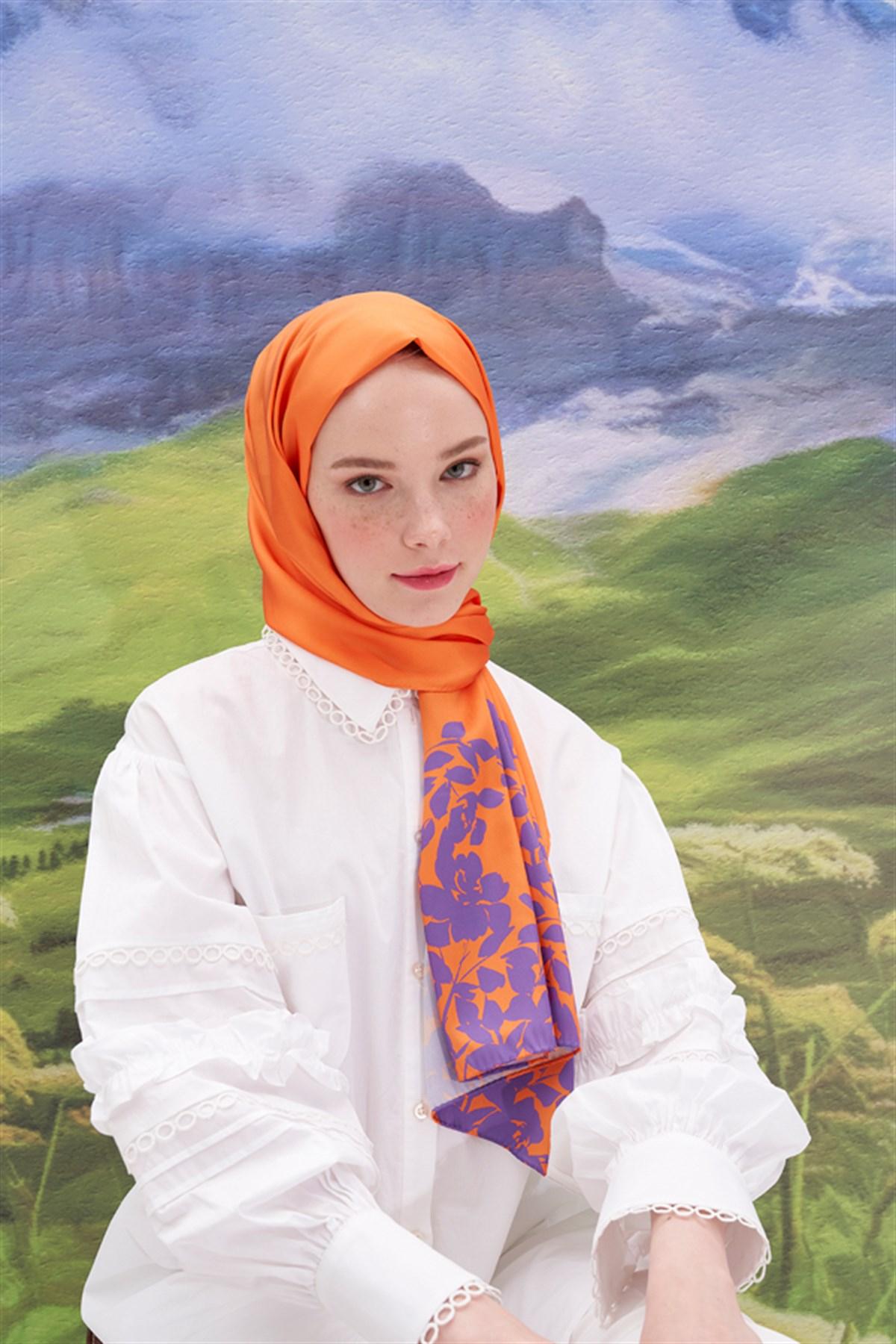 Liza Turuncu Twill Şal