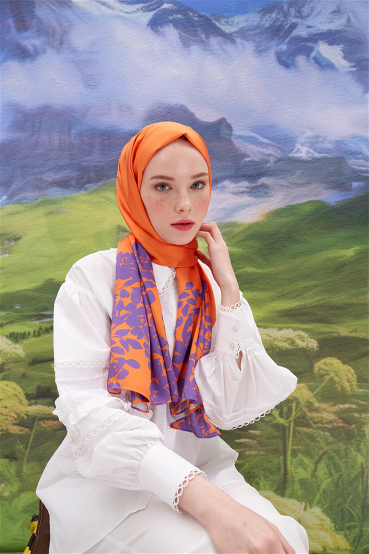 Liza Turuncu Twill Şal