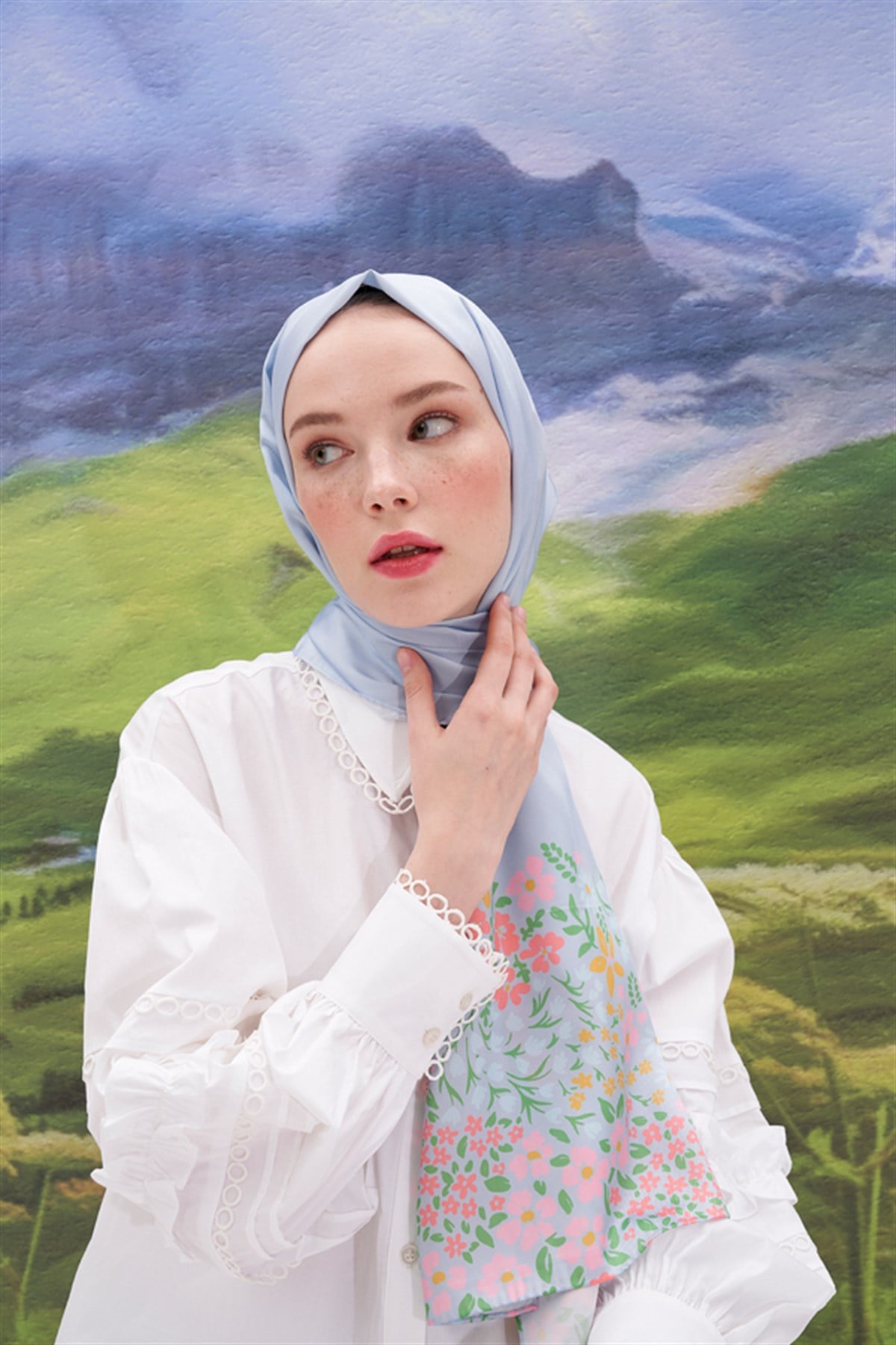 Monika Mavi Twill Şal