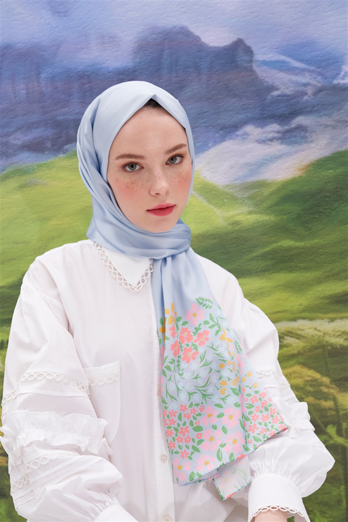 Monika Mavi Twill Şal