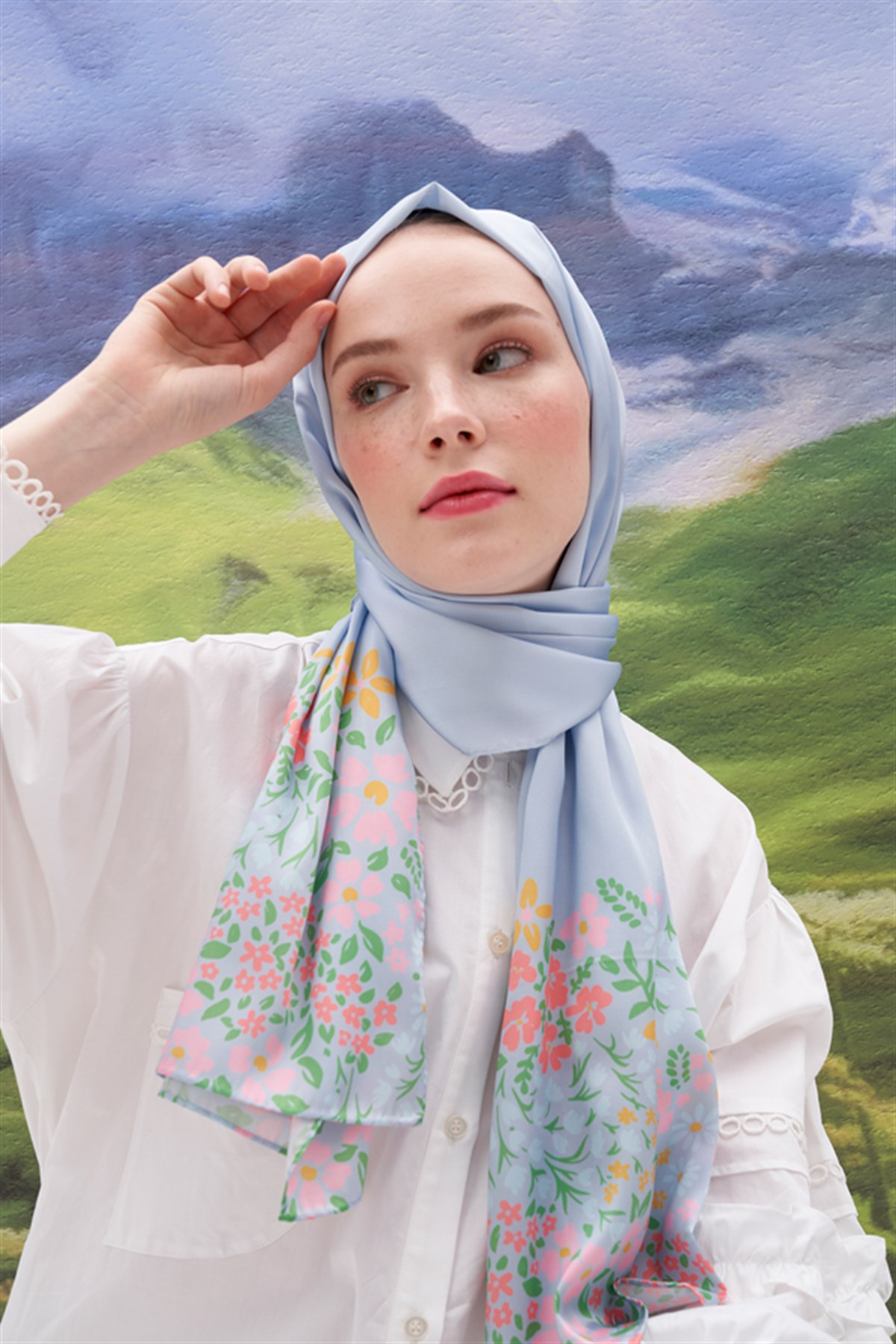 Monika Mavi Twill Şal